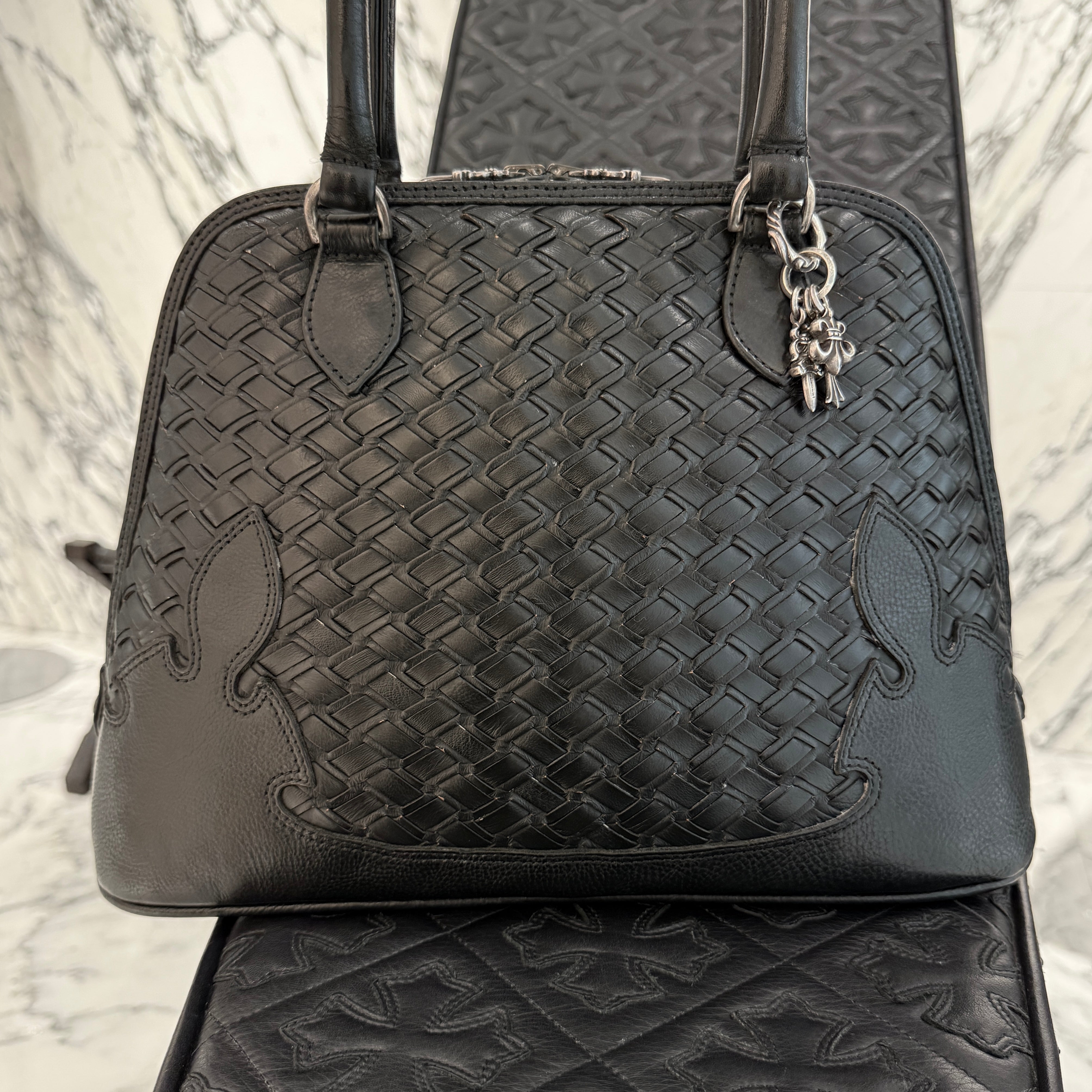 CHROME HEARTS WOVEN LEATHER MO BAG Small クロムハーツ ウーブン