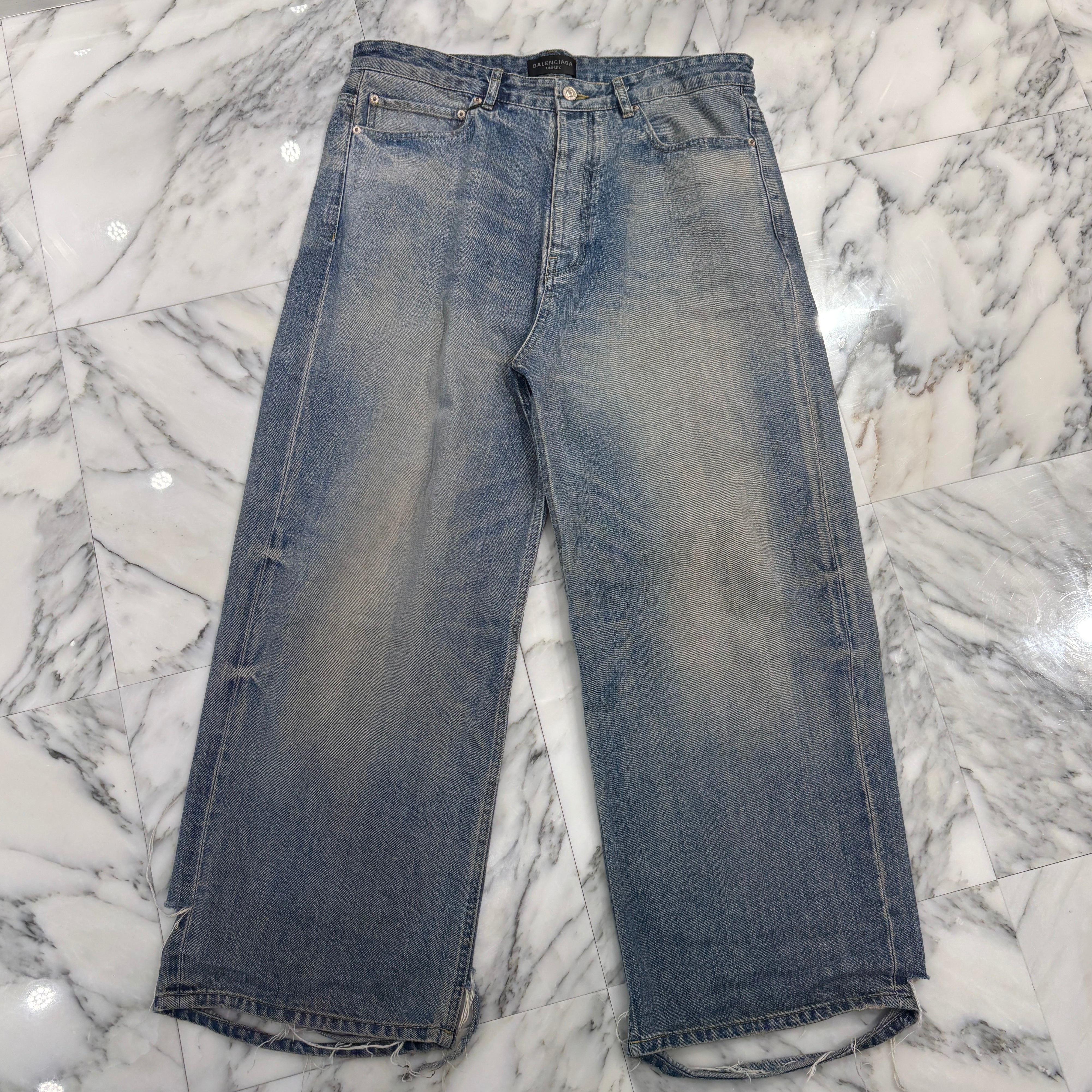 BALENCIAGA 2023 Drawstring Over Sized Baggy Denim Pants 786643 TQW55 Size XS バレンシアガ ドローストリング オーバーサイズ バギー デニムパンツ サイズXS