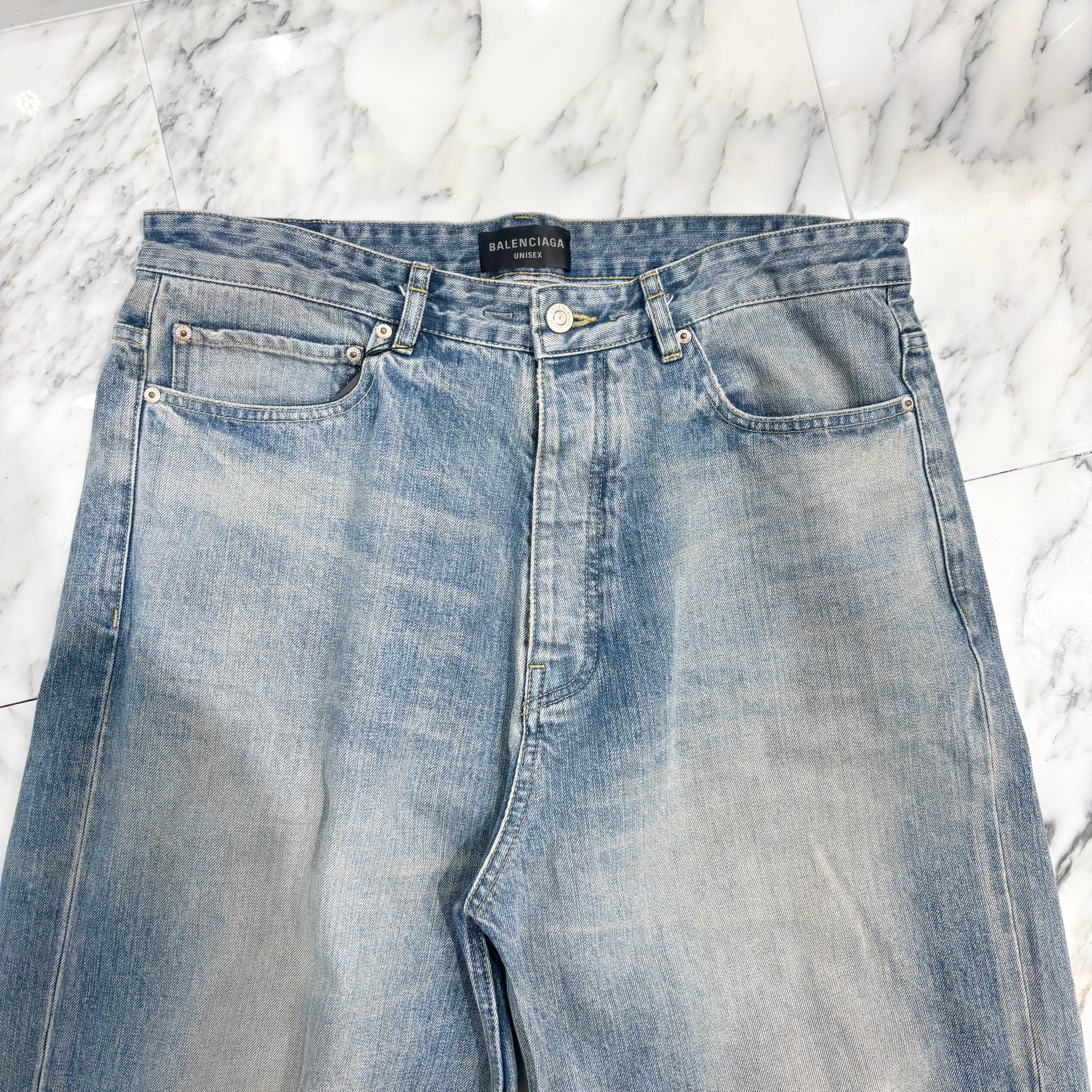 BALENCIAGA 2023 Drawstring Over Sized Baggy Denim Pants 786643 TQW55 Size XS バレンシアガ ドローストリング オーバーサイズ バギー デニムパンツ サイズXS