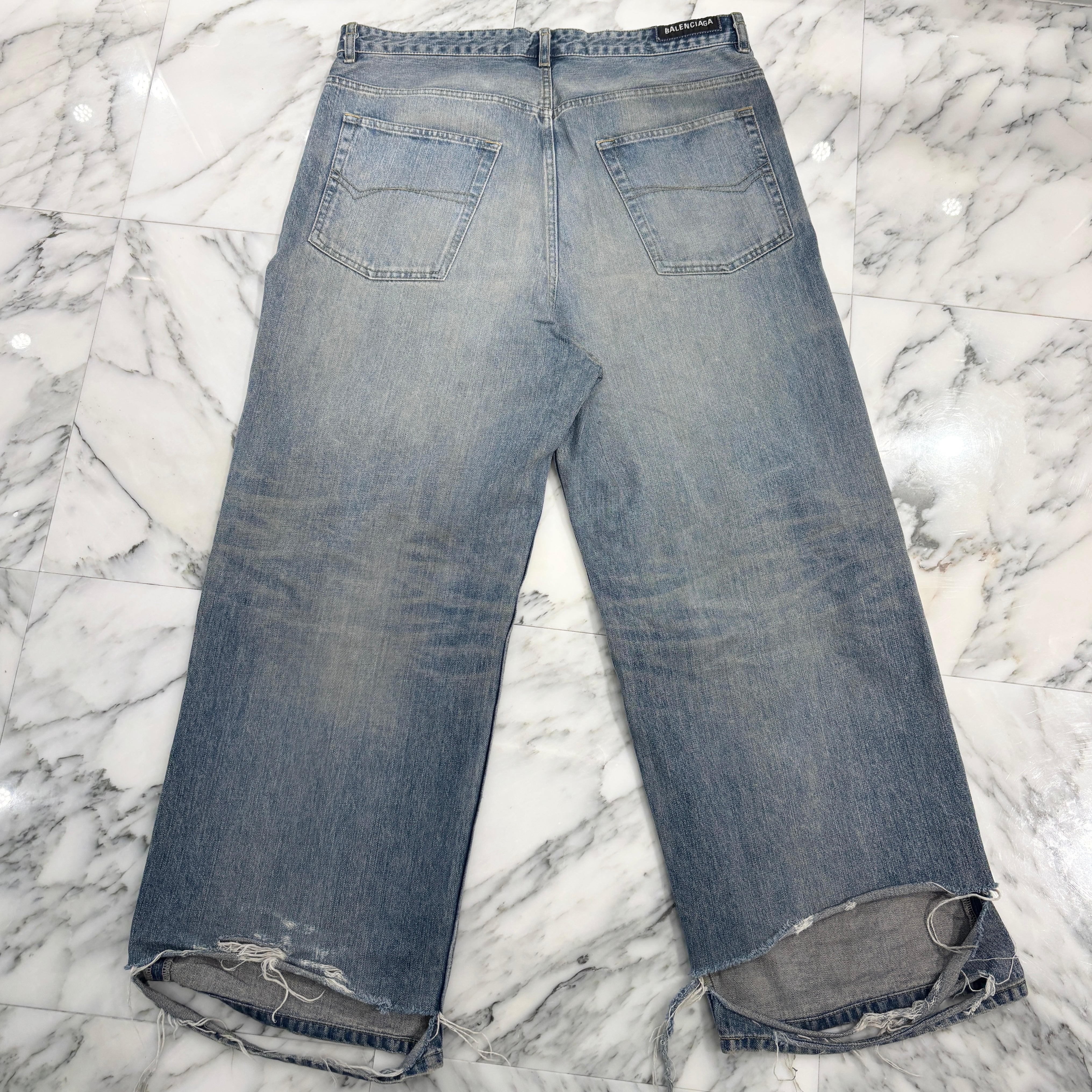 BALENCIAGA 2023 Drawstring Over Sized Baggy Denim Pants 786643 TQW55 Size XS バレンシアガ ドローストリング オーバーサイズ バギー デニムパンツ サイズXS