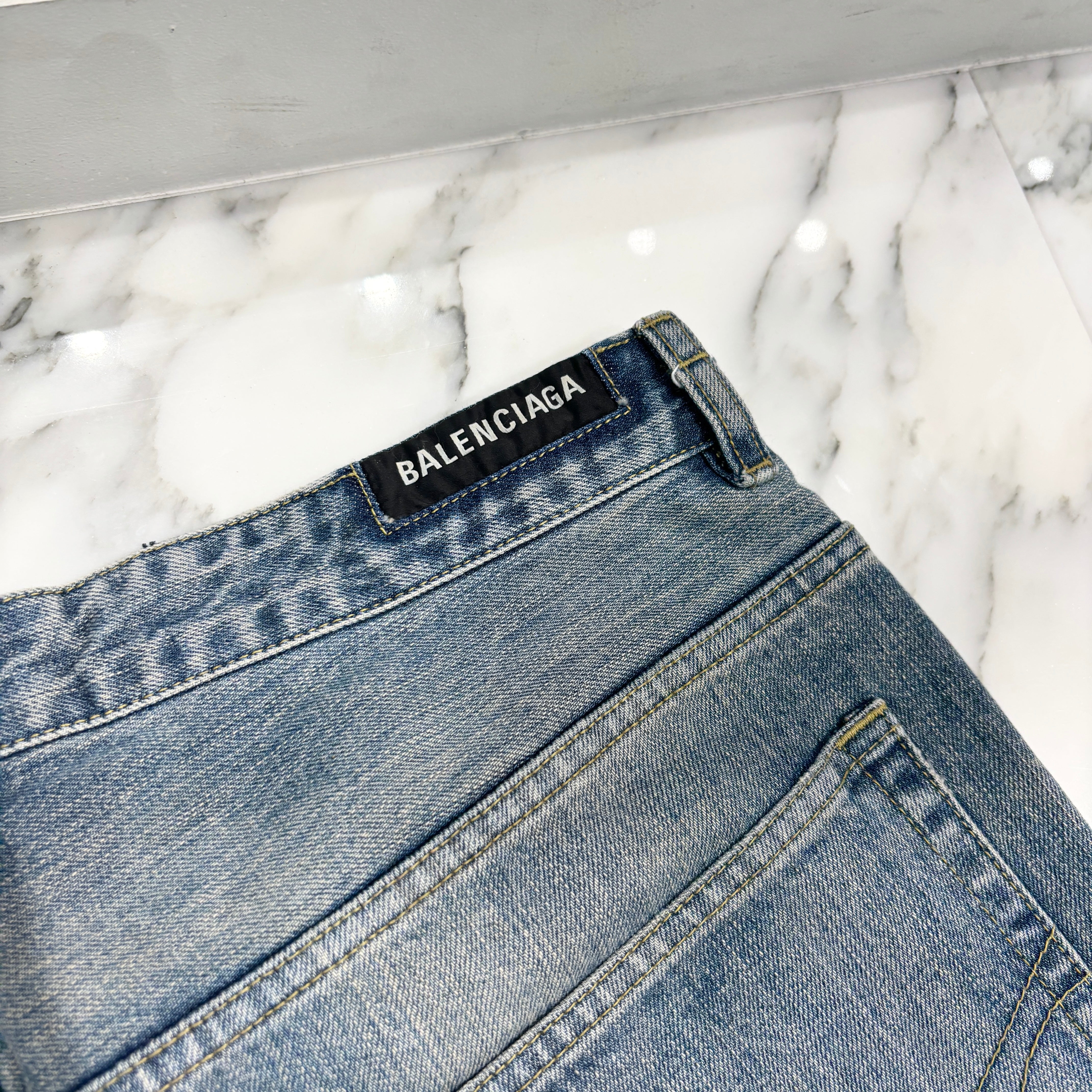 BALENCIAGA 2023 Drawstring Over Sized Baggy Denim Pants 786643 TQW55 Size XS バレンシアガ ドローストリング オーバーサイズ バギー デニムパンツ サイズXS