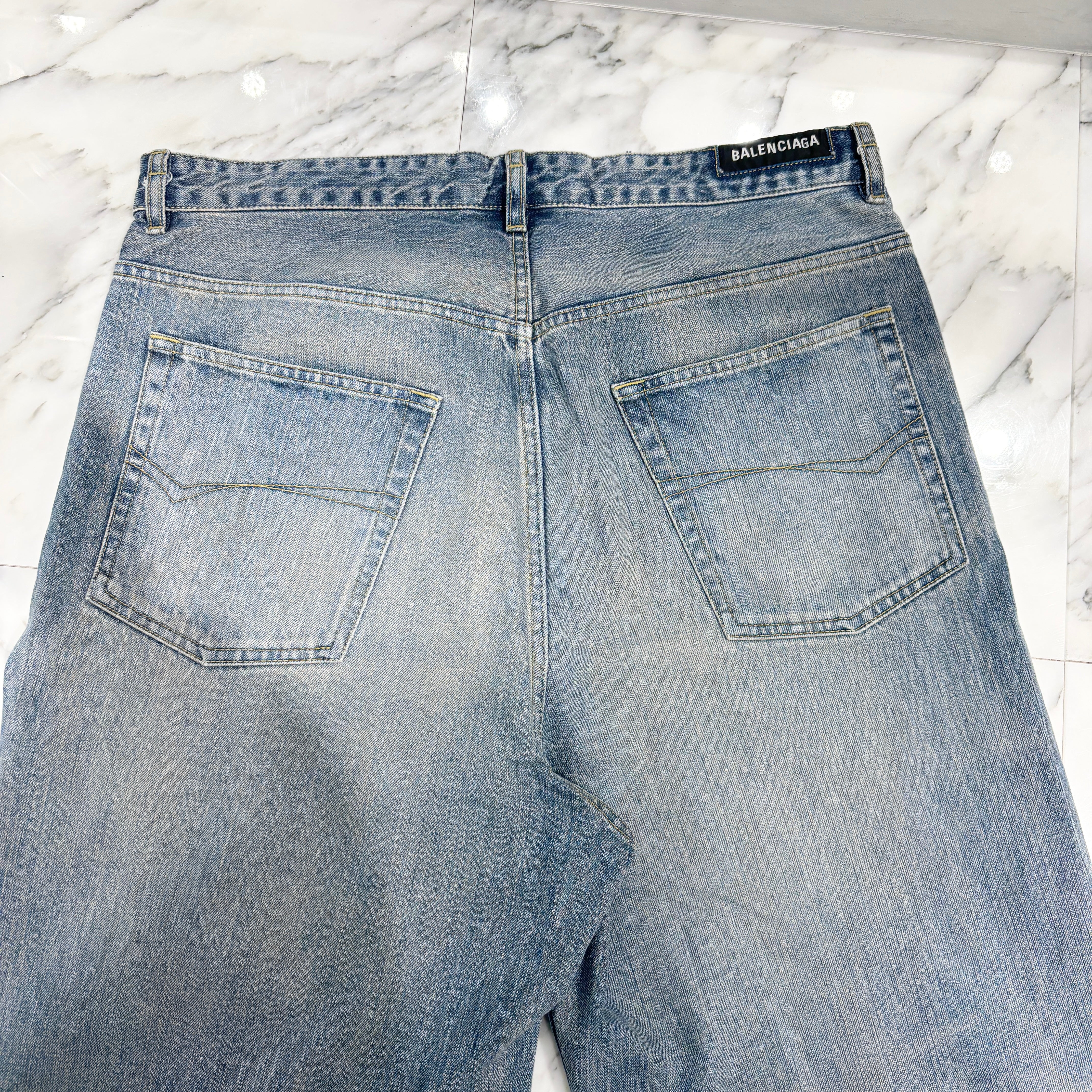 BALENCIAGA 2023 Drawstring Over Sized Baggy Denim Pants 786643 TQW55 Size XS バレンシアガ ドローストリング オーバーサイズ バギー デニムパンツ サイズXS