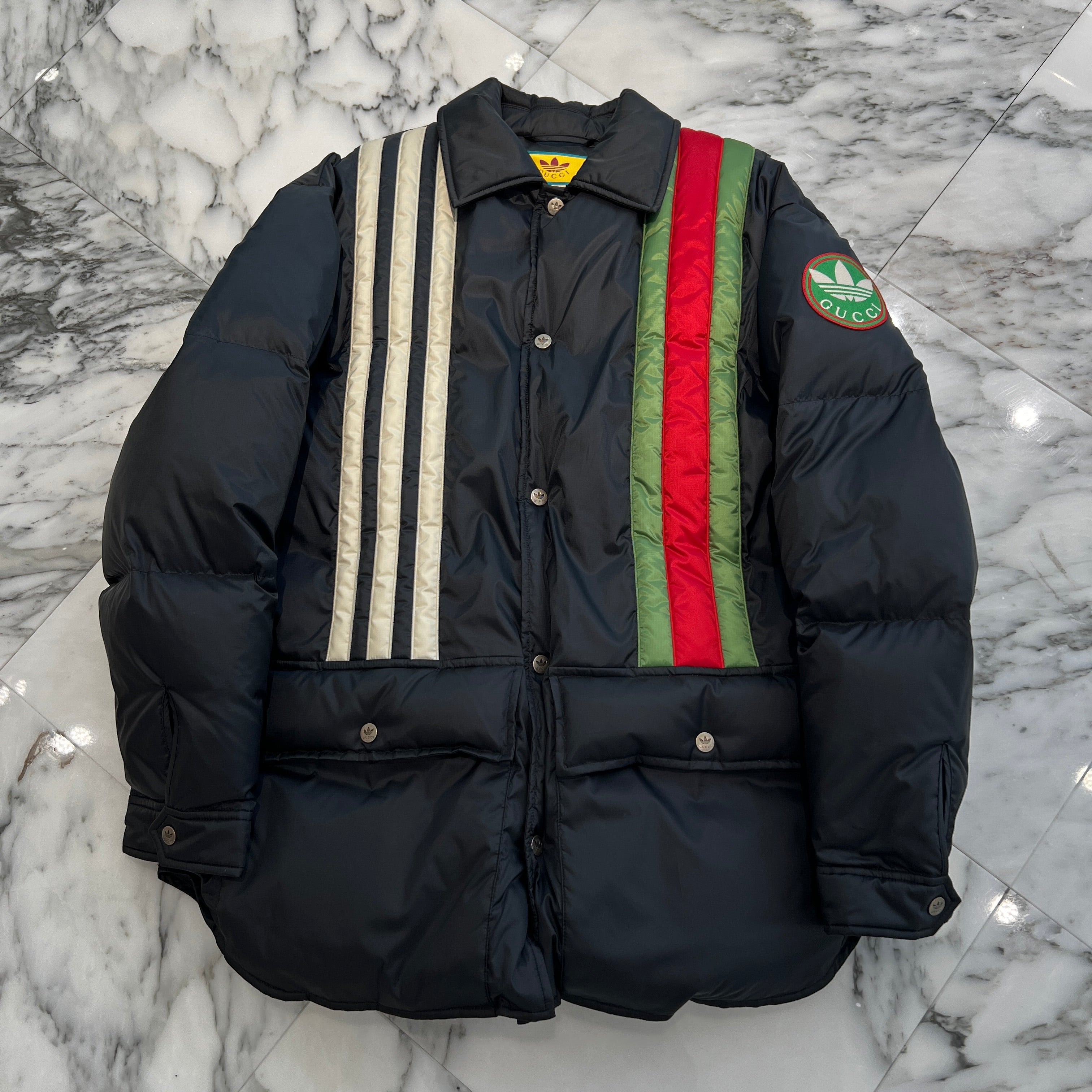 GUCCI × adidas 2022AW 3 Line Bomber Down Jacket 713714 ZALU9 Size 46 グッチ × アディダス 3ライン ボンバー ダウンジャケット サイズ46