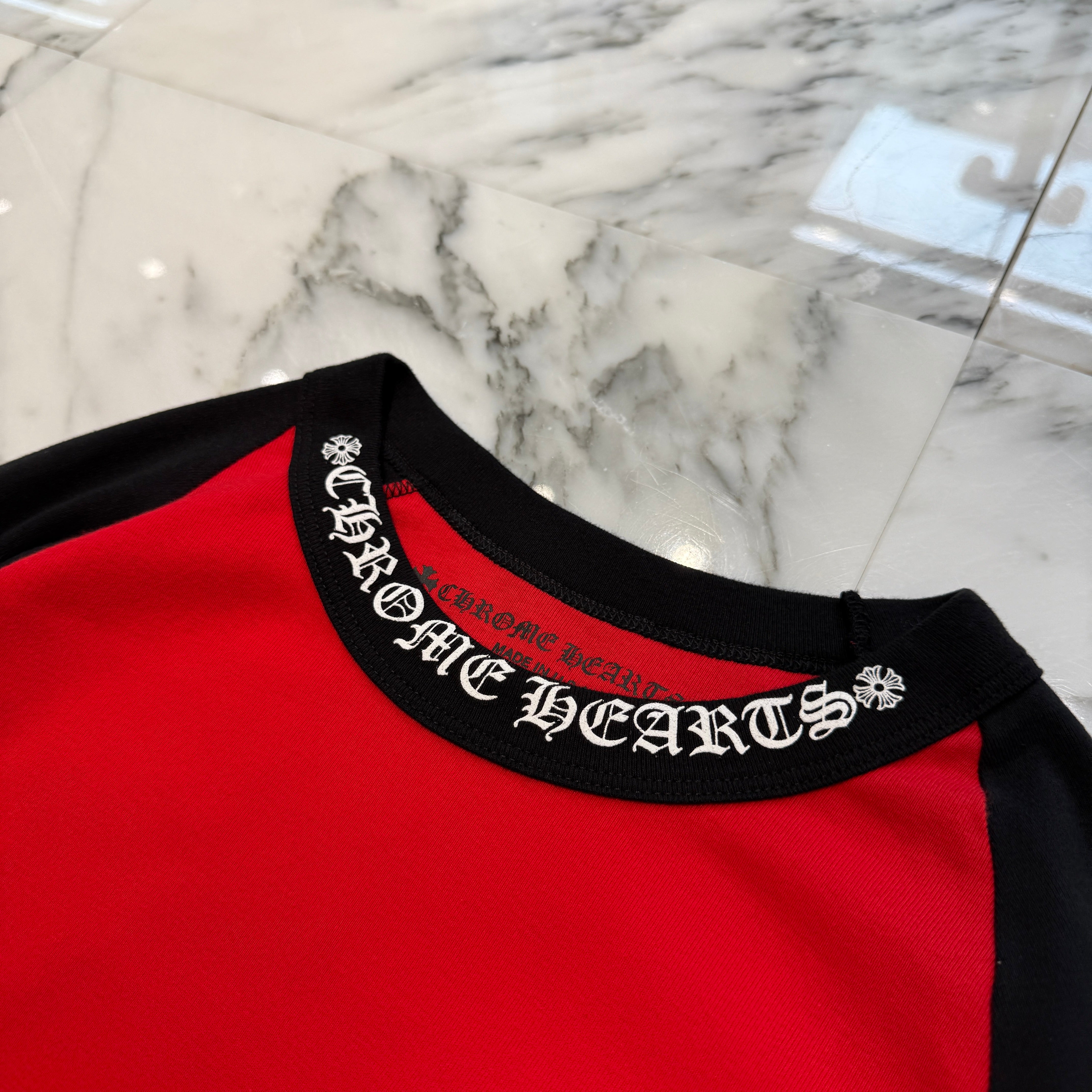 CHROME HEARTS Neck Logo Raglan Long Sleeve Tee Size M クロムハーツ ネックロゴ ラグランロングスリーブ Tシャツ サイズM