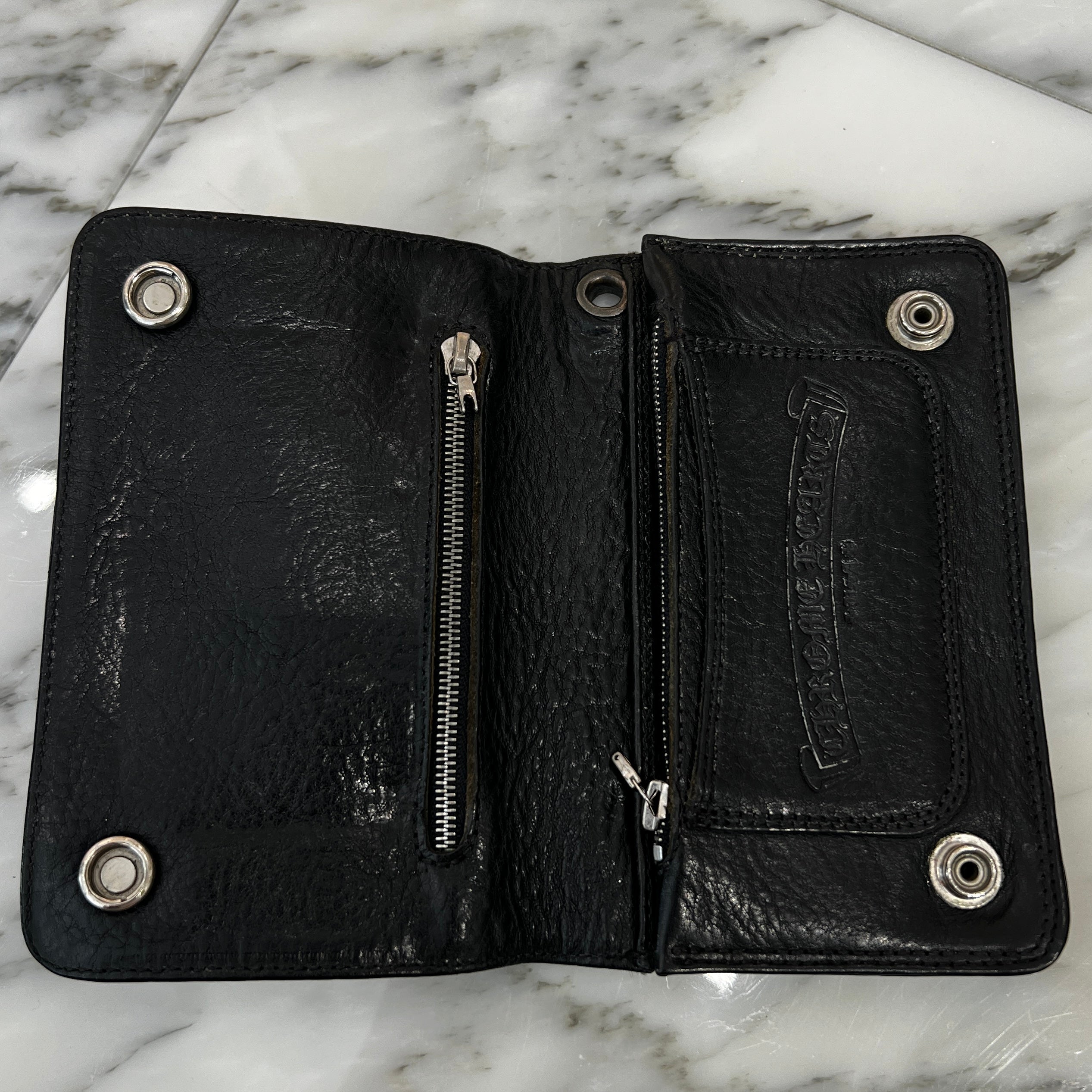 CHROME HEARTS REC 2 ZIP Cross Ball Leather Wallet クロムハーツ REC 2ジップ クロスボール レザーウォレット コインケース
