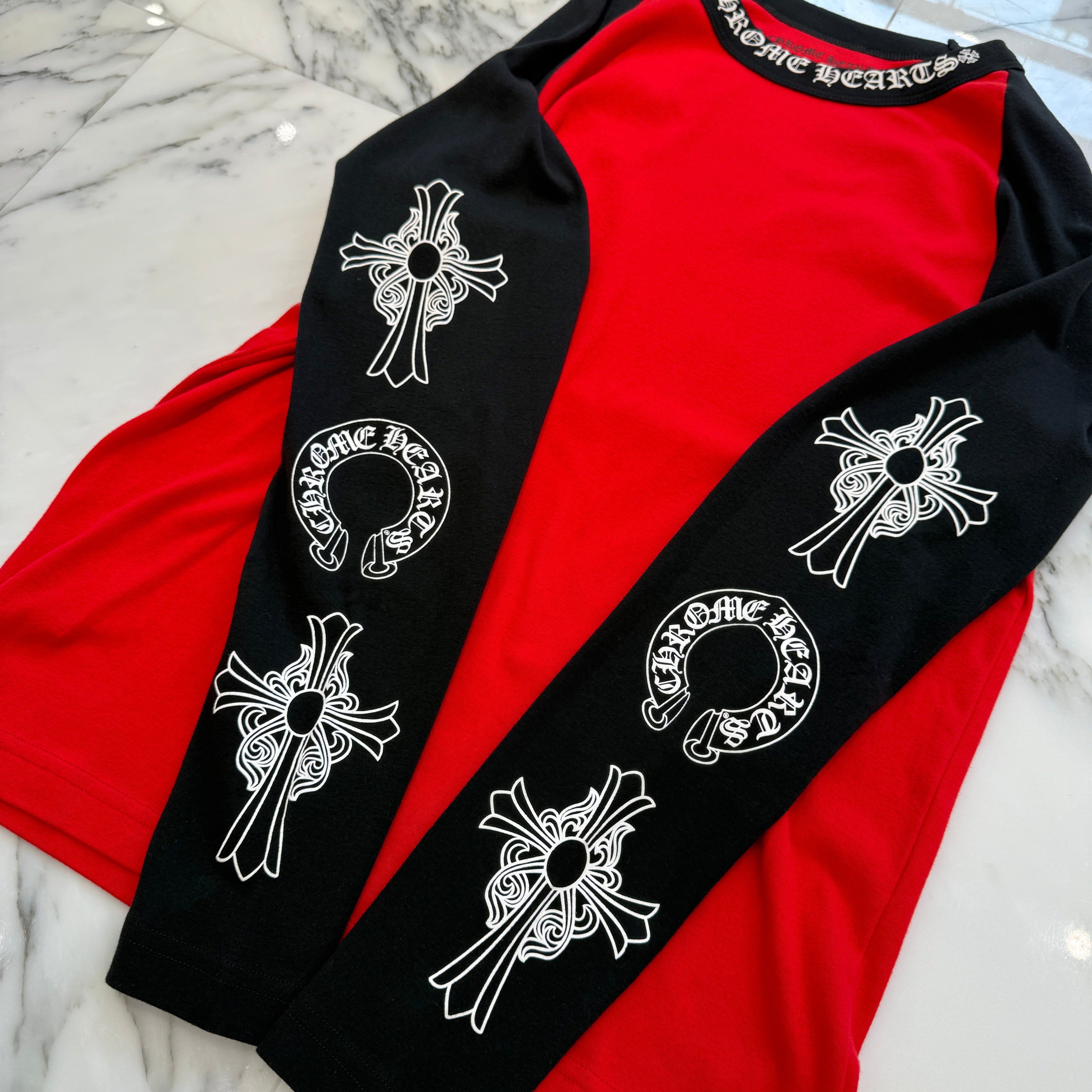 CHROME HEARTS Neck Logo Raglan Long Sleeve Tee Size M クロムハーツ ネックロゴ ラグランロングスリーブ Tシャツ サイズM