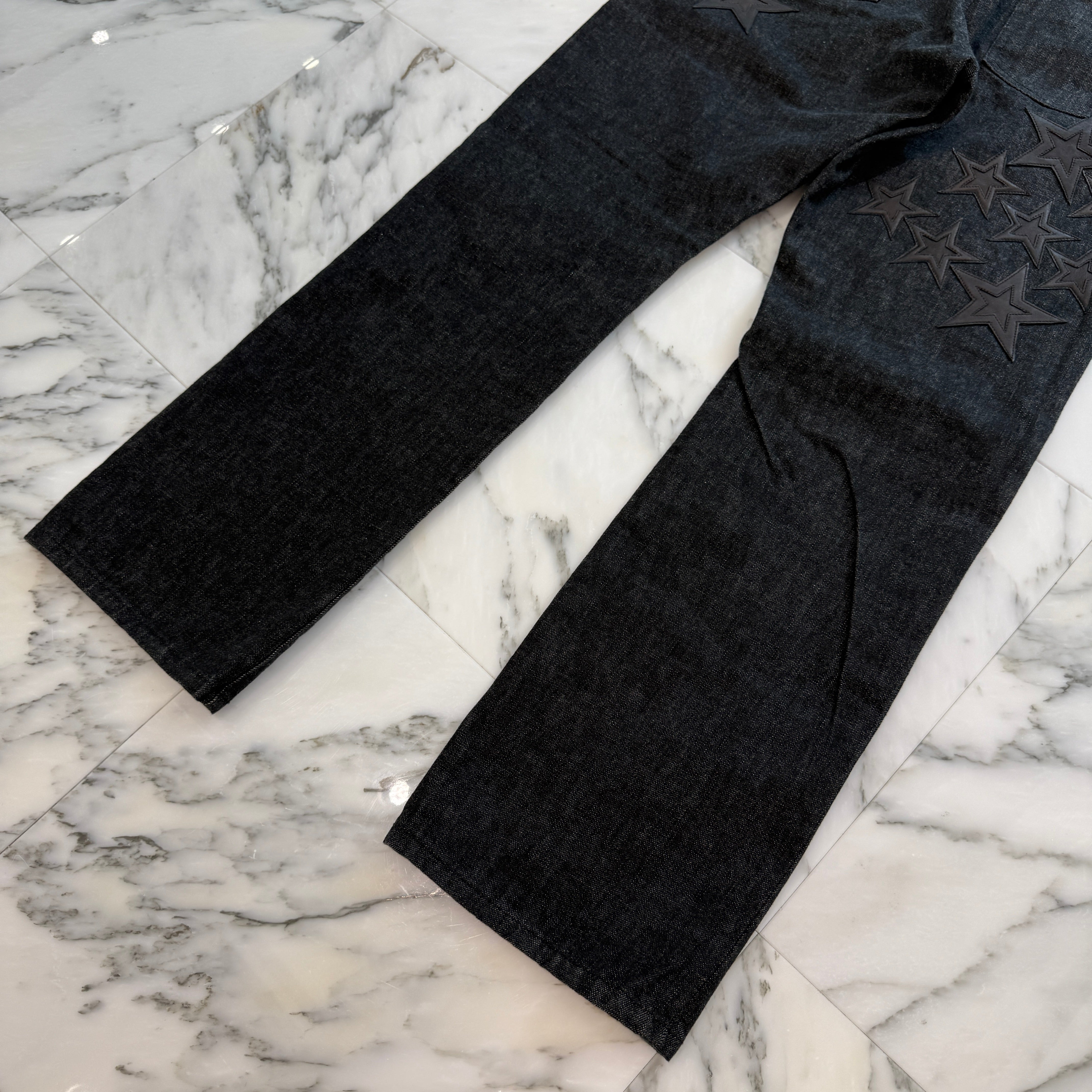 CHROME HEARTS Flare Knee Star Leather Patch Denim Pants Size 36 クロムハーツ フレアニー スターレザーパッチ デニムパンツ サイズ36