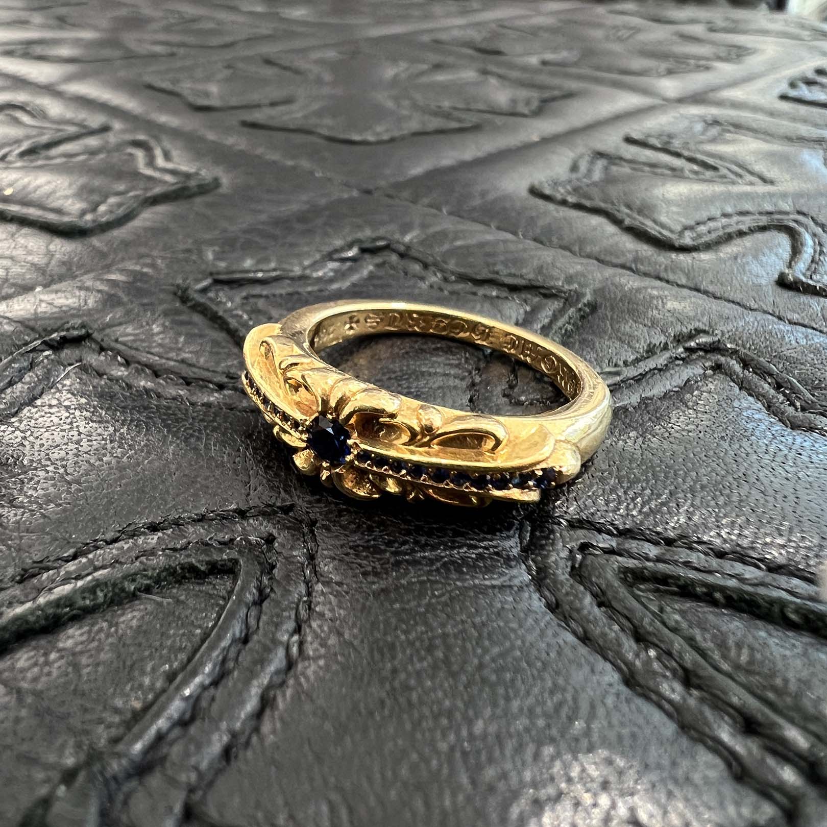 CHROME HEARTS 22K Baby Classic Floral Cross Ring Sapphire Size 13号 クロムハーツ 22K ベイビークラシック フローラルクロス リング サファイヤ サイズ13号