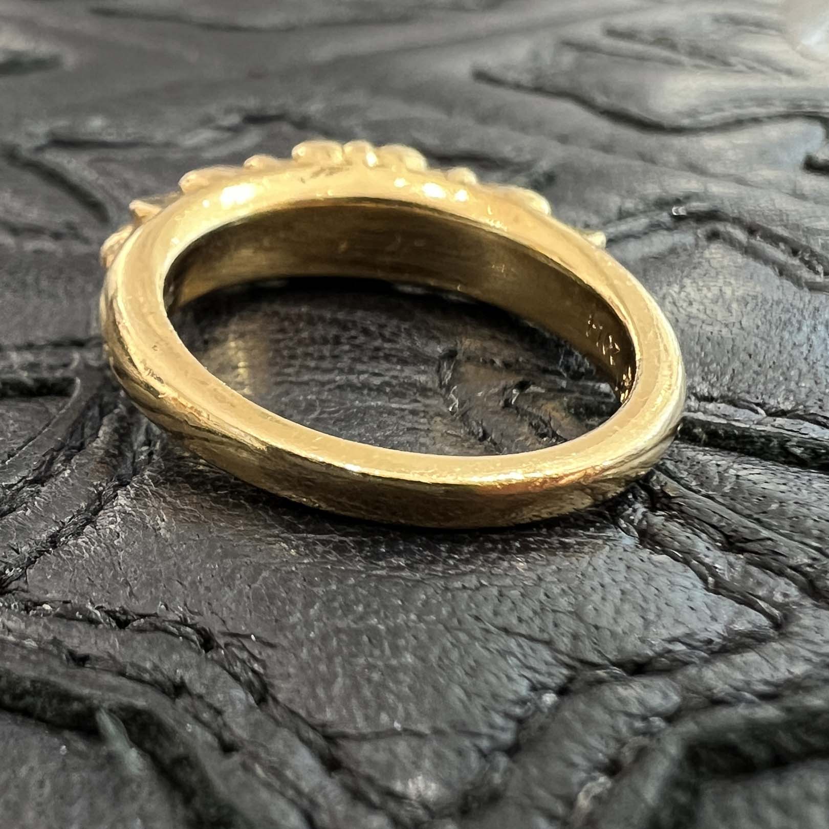 CHROME HEARTS 22K Baby Classic Floral Cross Ring Sapphire Size 13