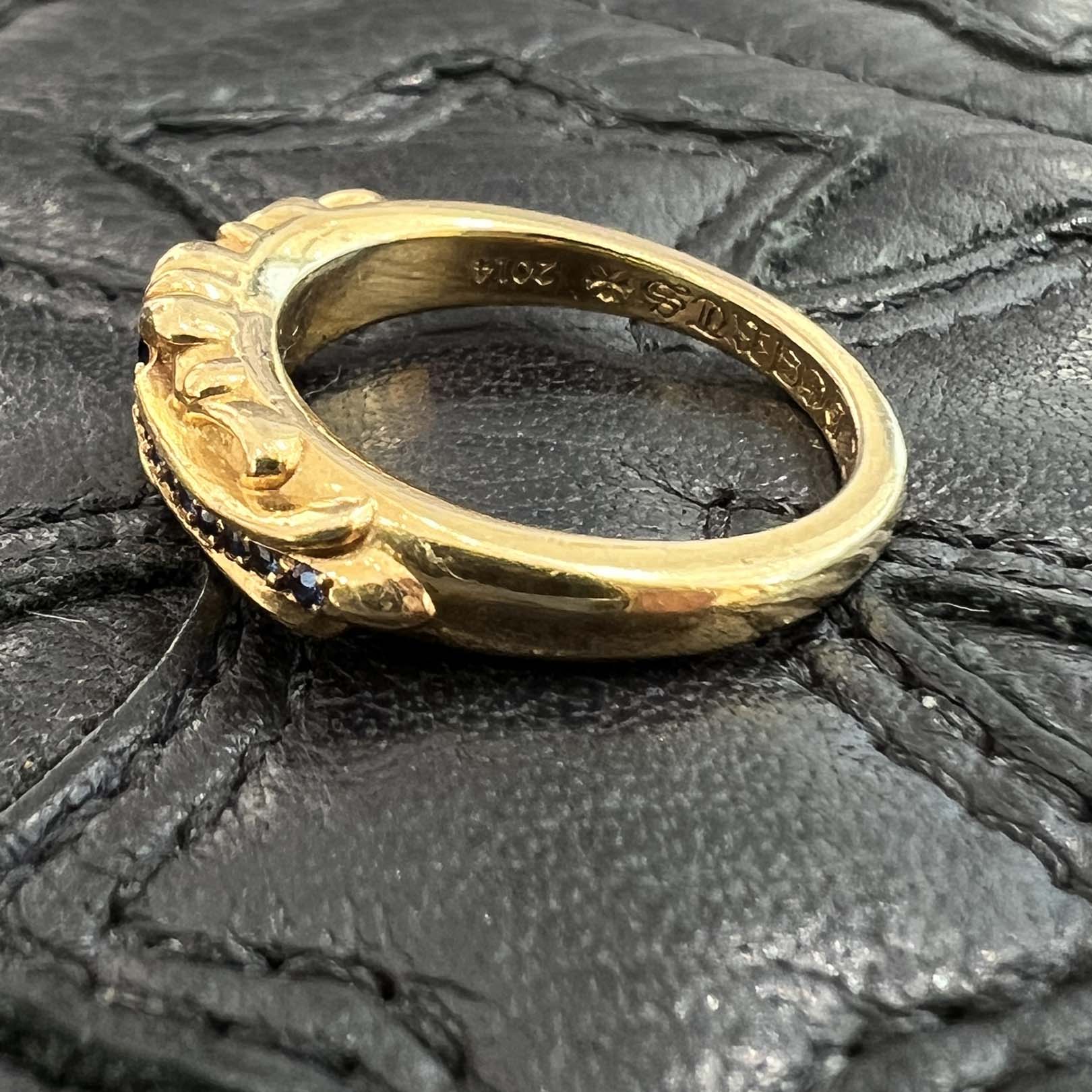 CHROME HEARTS 22K Baby Classic Floral Cross Ring Sapphire Size 13号 クロムハーツ 22K ベイビークラシック フローラルクロス リング サファイヤ サイズ13号