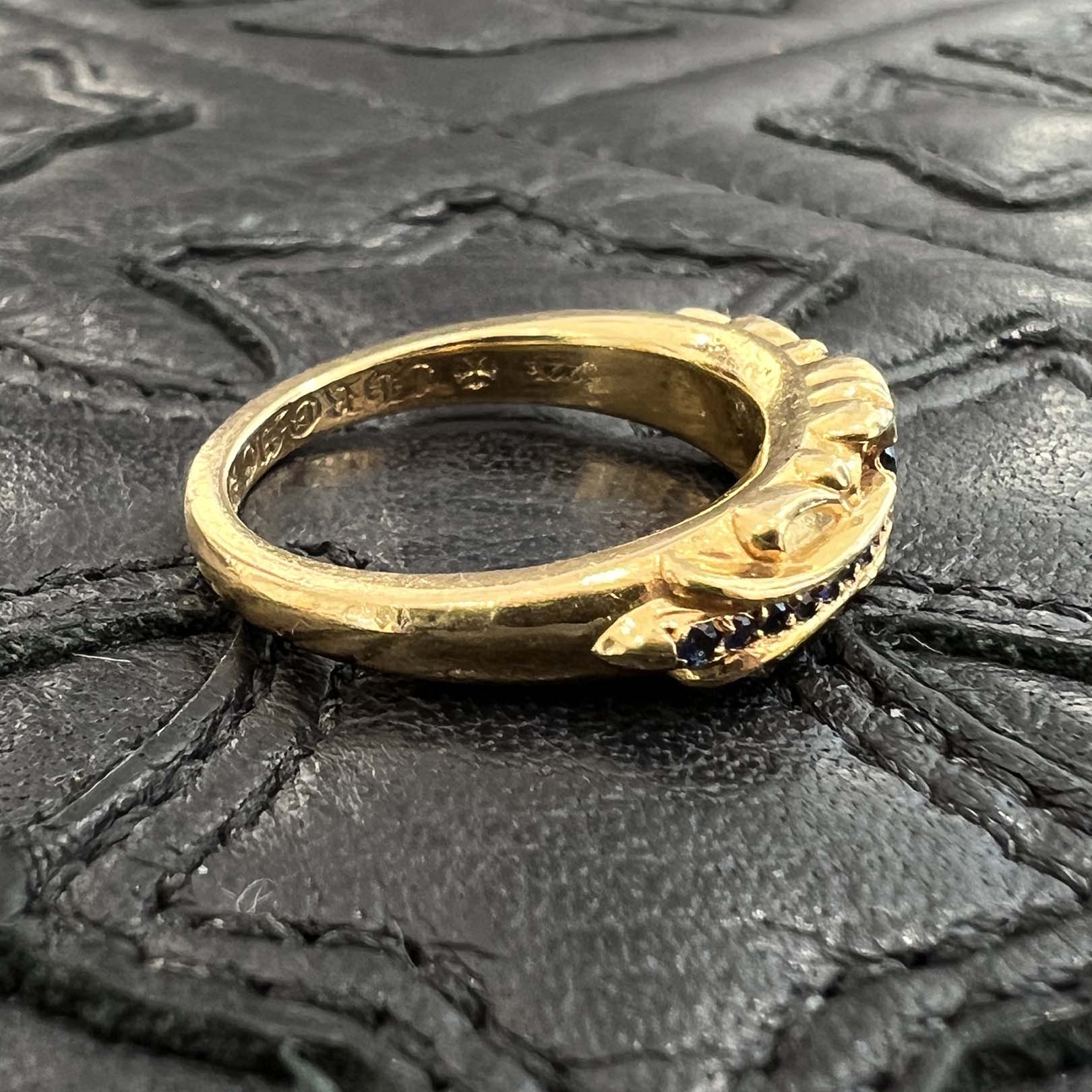 CHROME HEARTS 22K Baby Classic Floral Cross Ring Sapphire Size 13号 クロムハーツ 22K ベイビークラシック フローラルクロス リング サファイヤ サイズ13号