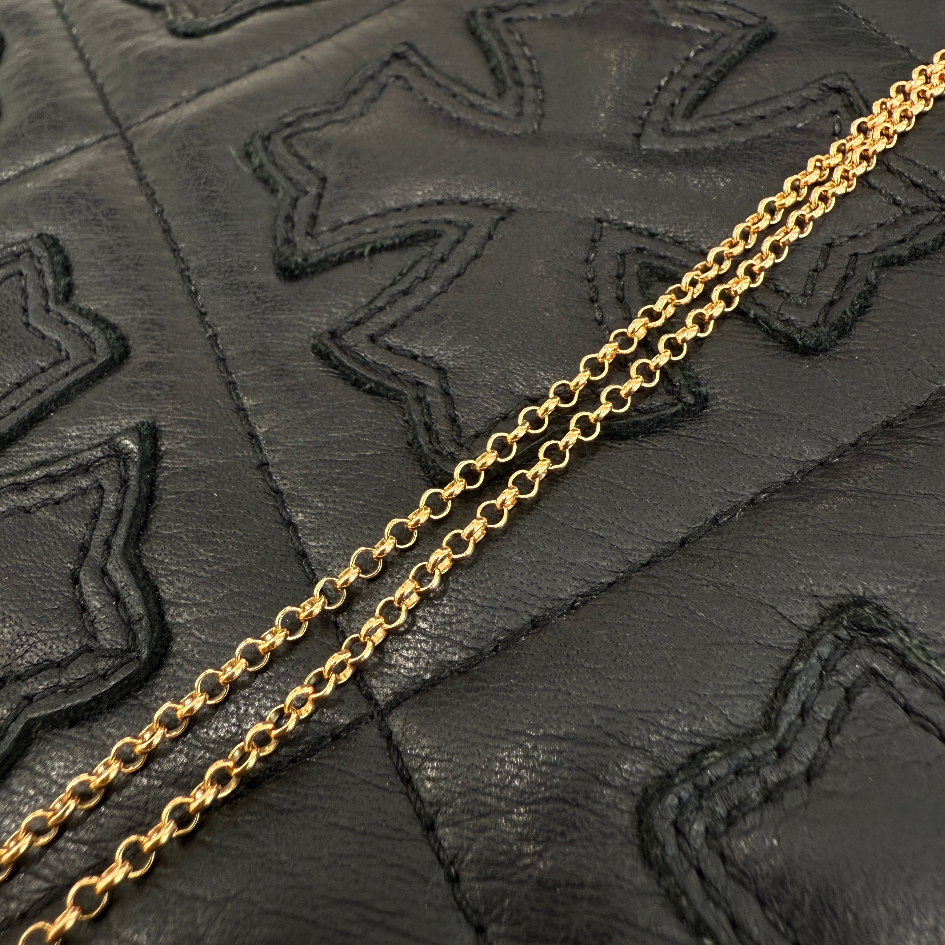 CHROME HEARTS 22K Safety Pin 1 Diamond Roll Chain Necklace Size 18 Inch クロムハーツ 22K セーフティピン 1ダイヤモンド ロールチェーン ネックレス 18インチ