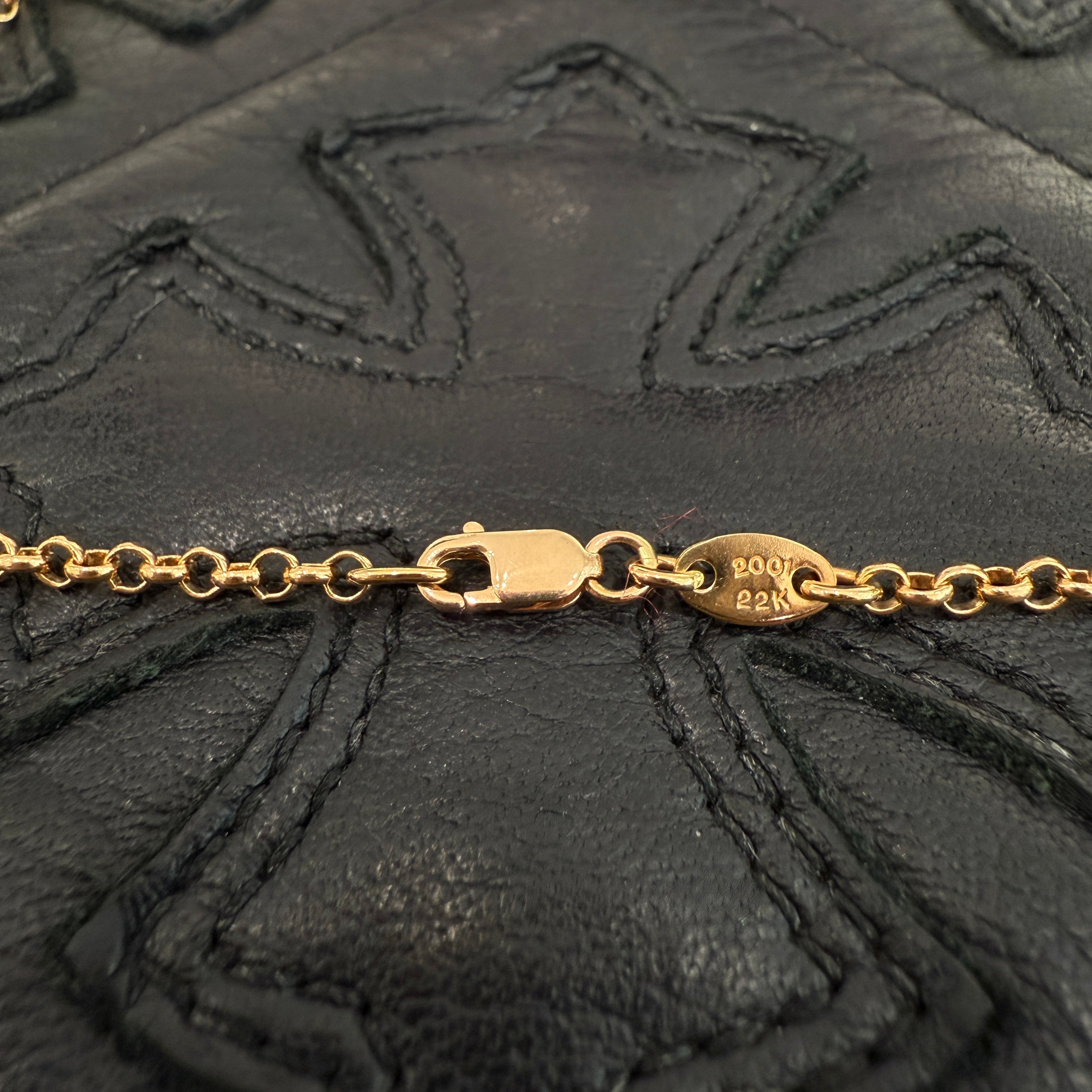 CHROME HEARTS 22K Safety Pin 1 Diamond Roll Chain Necklace Size 18 Inch クロムハーツ 22K セーフティピン 1ダイヤモンド ロールチェーン ネックレス 18インチ