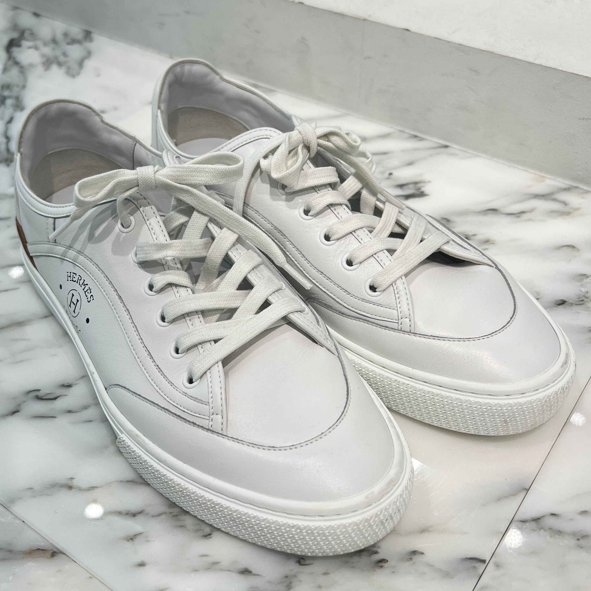 HERMES "Get" Leather Lace-Up Sneakers H241227Z 91350 Size 43.5(28.5cm) エルメス "ゲット" レザーレースアップスニーカー サイズ43.5(28.5cm)