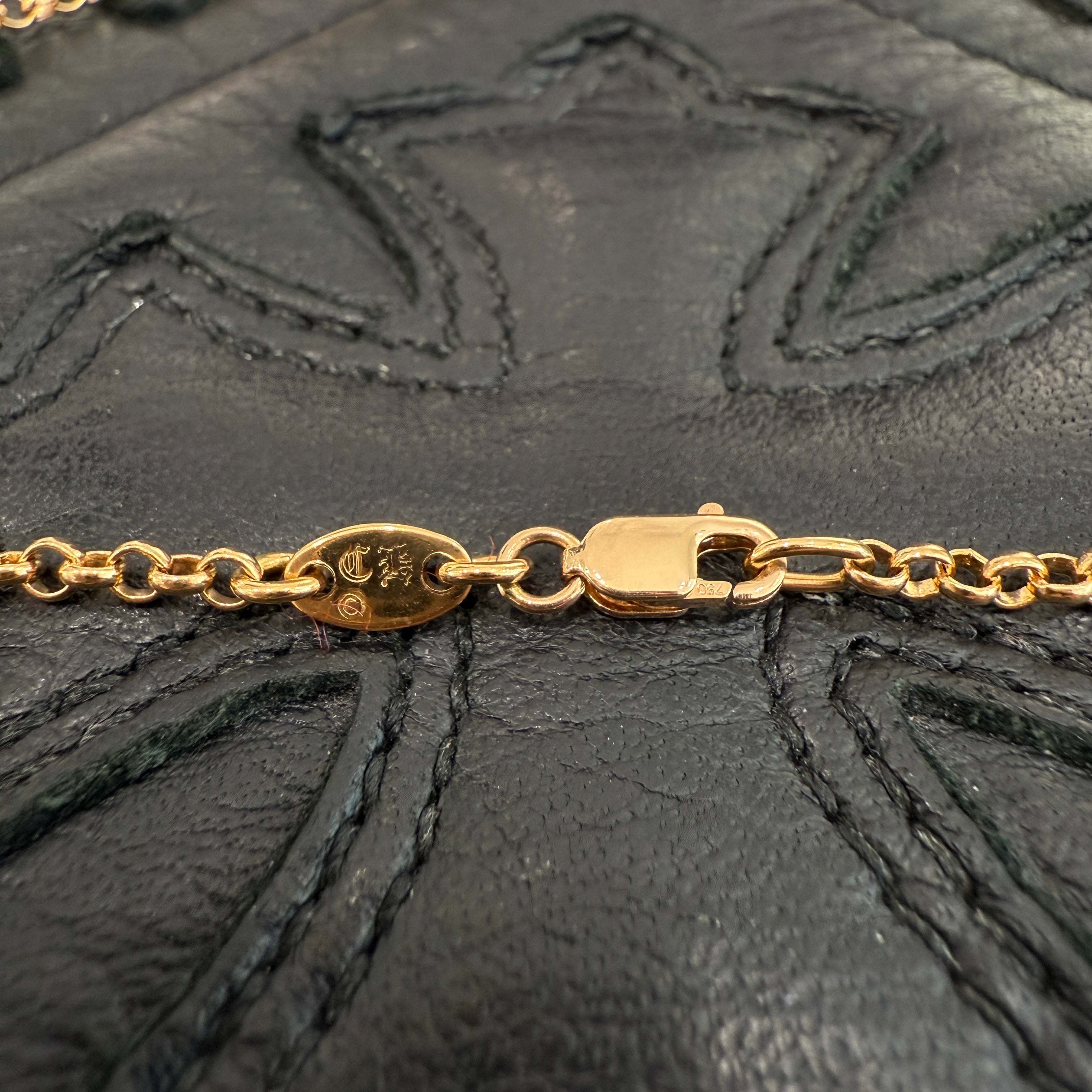 CHROME HEARTS 22K Safety Pin 1 Diamond Roll Chain Necklace Size 18 Inch クロムハーツ 22K セーフティピン 1ダイヤモンド ロールチェーン ネックレス 18インチ