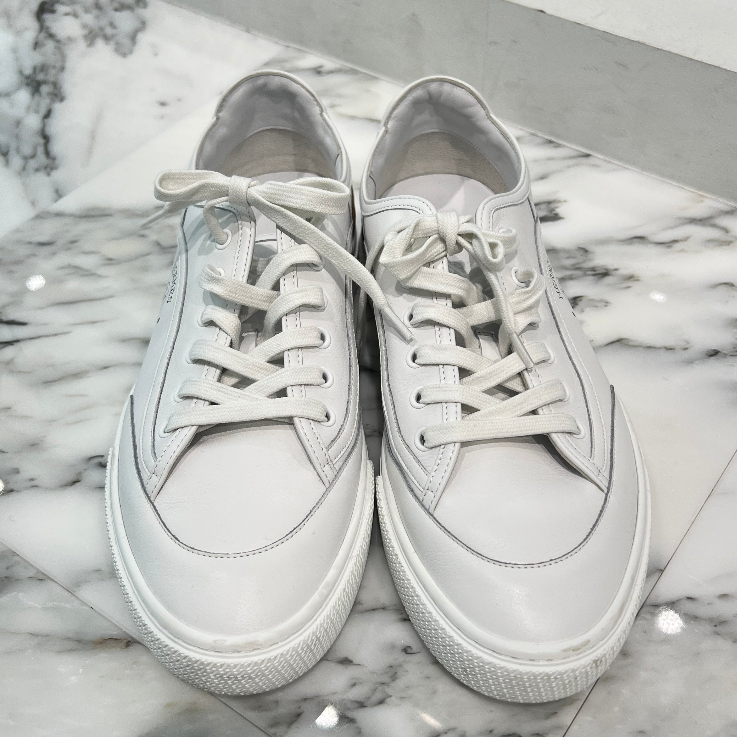 HERMES "Get" Leather Lace-Up Sneakers H241227Z 91350 Size 43.5(28.5cm) エルメス "ゲット" レザーレースアップスニーカー サイズ43.5(28.5cm)