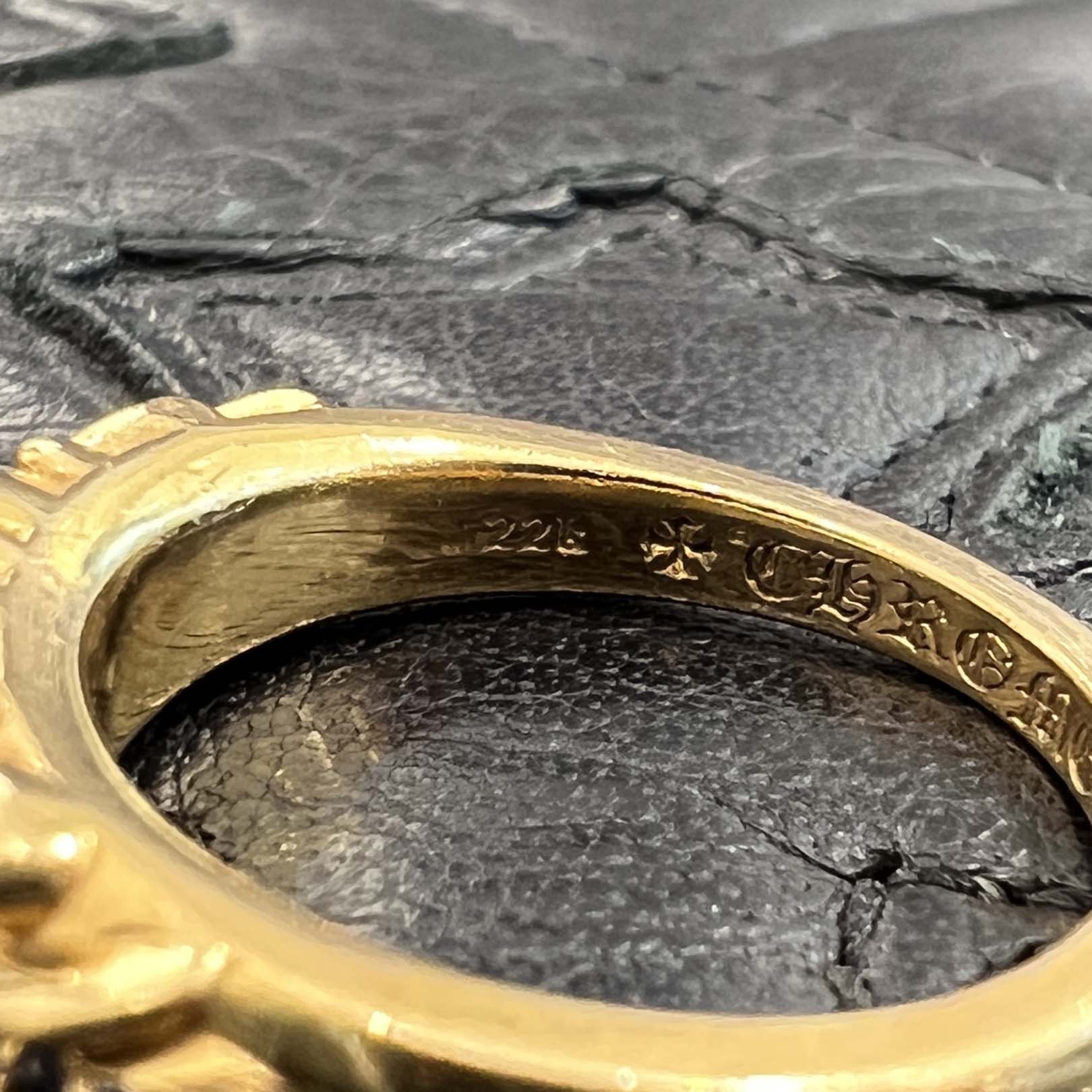 CHROME HEARTS 22K Baby Classic Floral Cross Ring Sapphire Size 13号 クロムハーツ 22K ベイビークラシック フローラルクロス リング サファイヤ サイズ13号