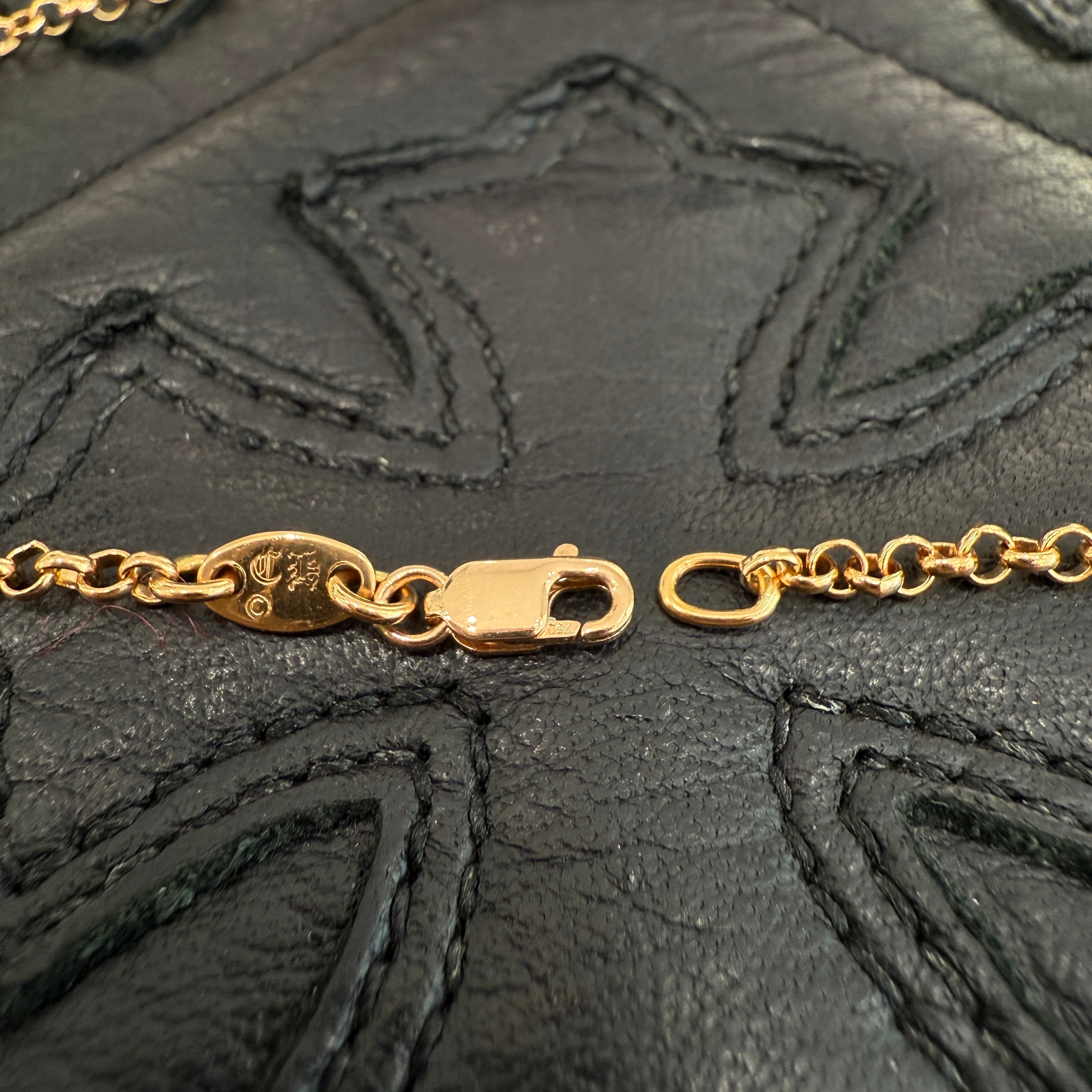 CHROME HEARTS 22K Safety Pin 1 Diamond Roll Chain Necklace Size 18 Inch クロムハーツ 22K セーフティピン 1ダイヤモンド ロールチェーン ネックレス 18インチ