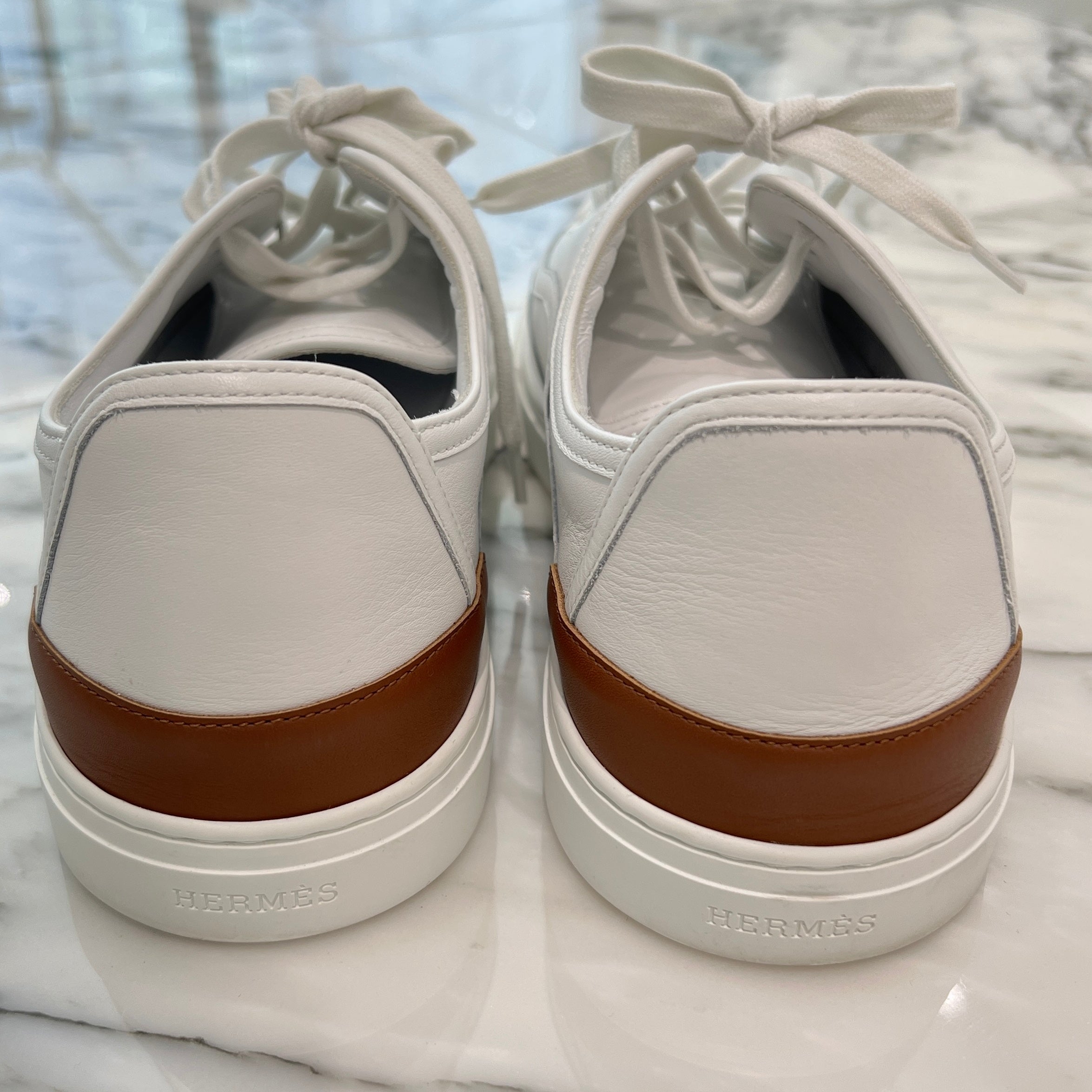 HERMES "Get" Leather Lace-Up Sneakers H241227Z 91350 Size 43.5(28.5cm) エルメス "ゲット" レザーレースアップスニーカー サイズ43.5(28.5cm)