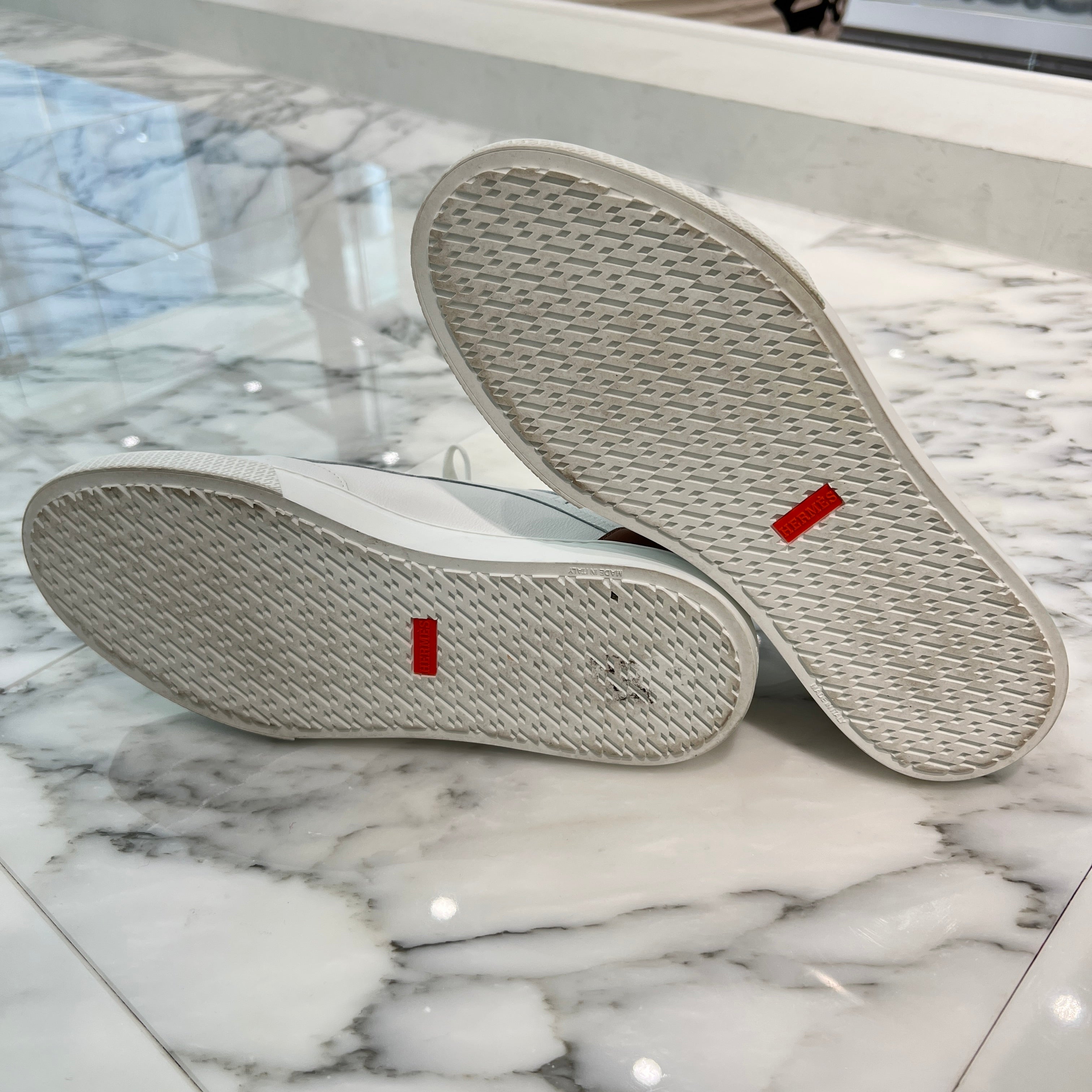 HERMES "Get" Leather Lace-Up Sneakers H241227Z 91350 Size 43.5(28.5cm) エルメス "ゲット" レザーレースアップスニーカー サイズ43.5(28.5cm)