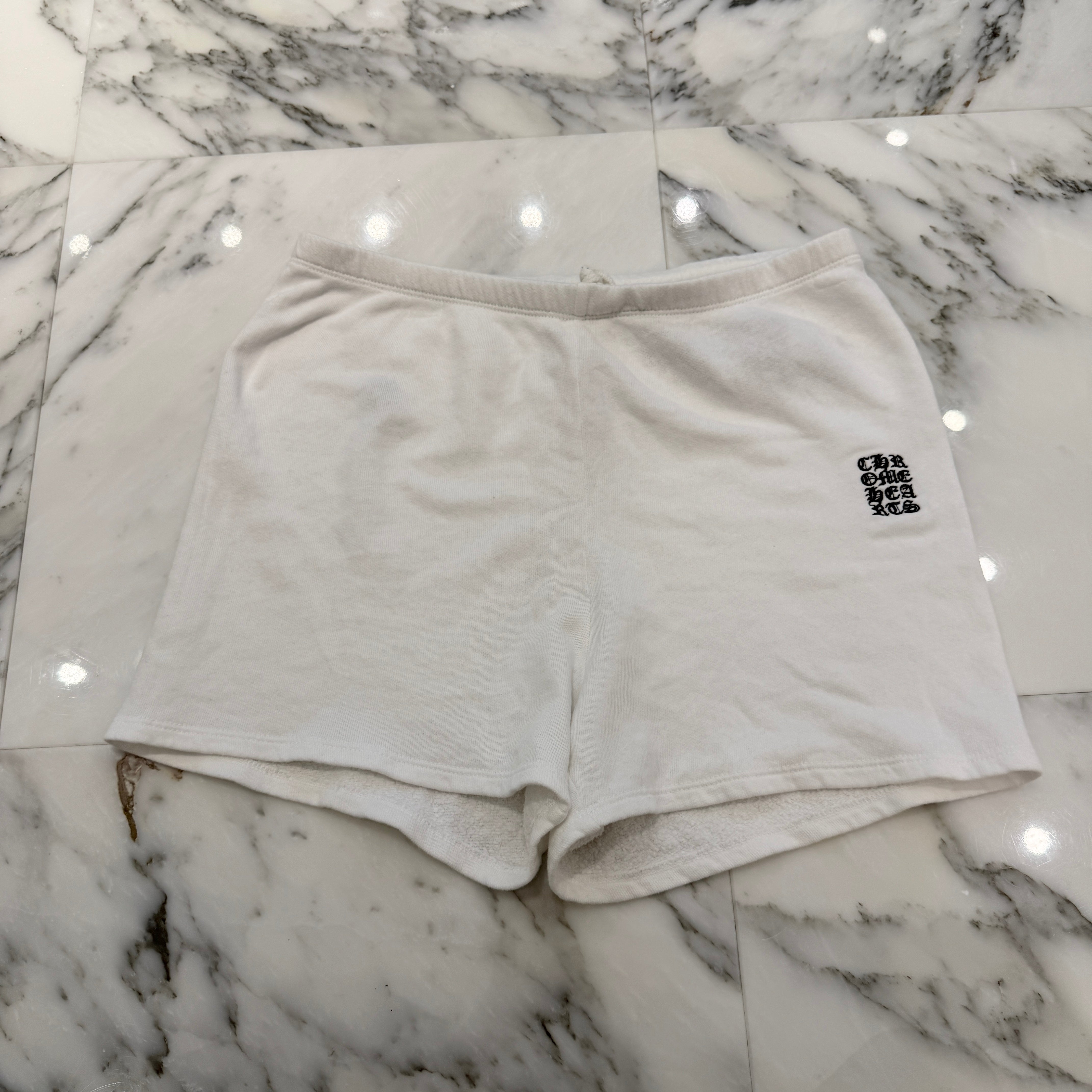 CHROME HEARTS Y NOT Vertical Logo Cross Embroidery Half Pants Size S クロムハ―ツ ワイノット ヴァーティカルロゴ クロス刺繡 ハーフパンツ サイズS