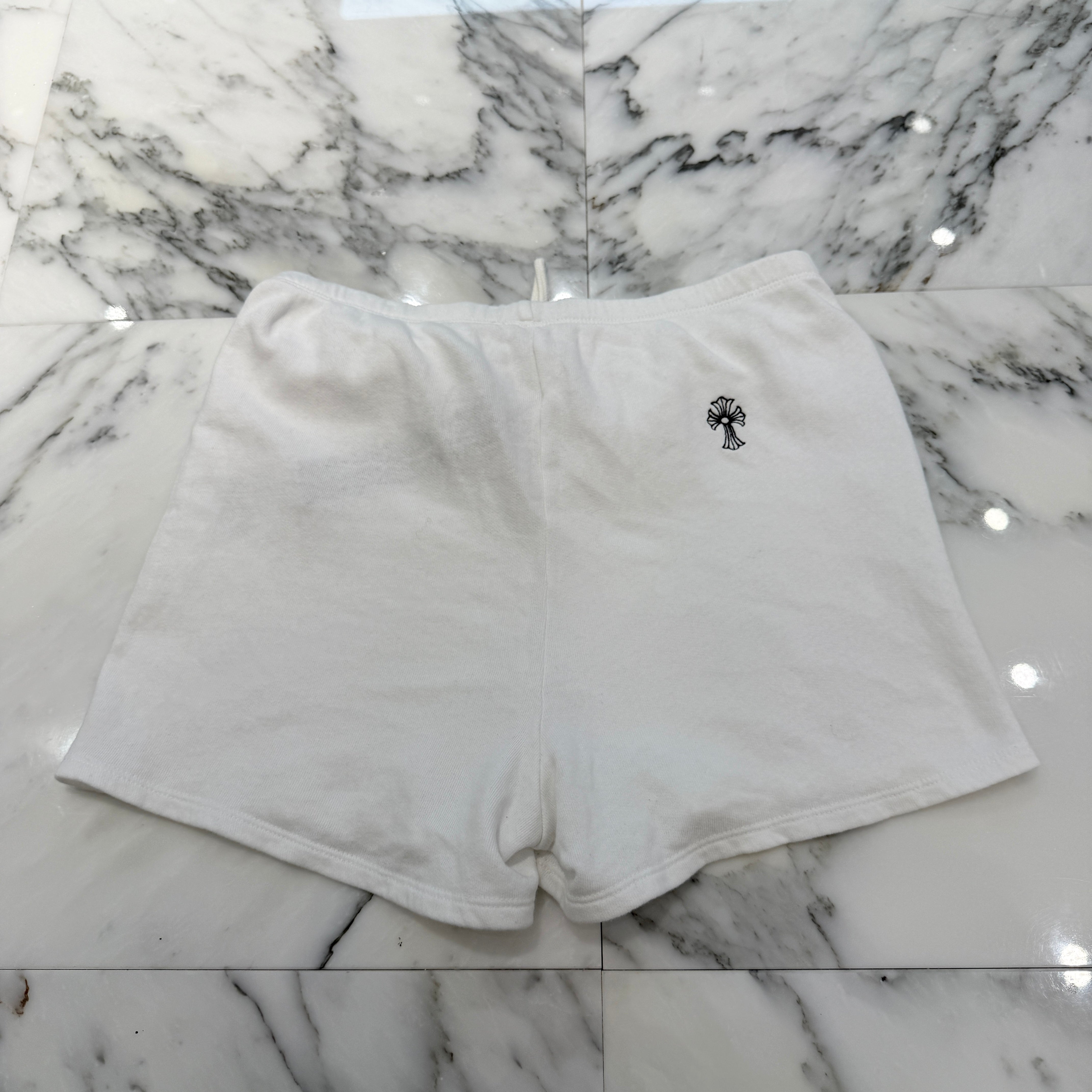 CHROME HEARTS Y NOT Vertical Logo Cross Embroidery Half Pants Size S クロムハ―ツ ワイノット ヴァーティカルロゴ クロス刺繡 ハーフパンツ サイズS