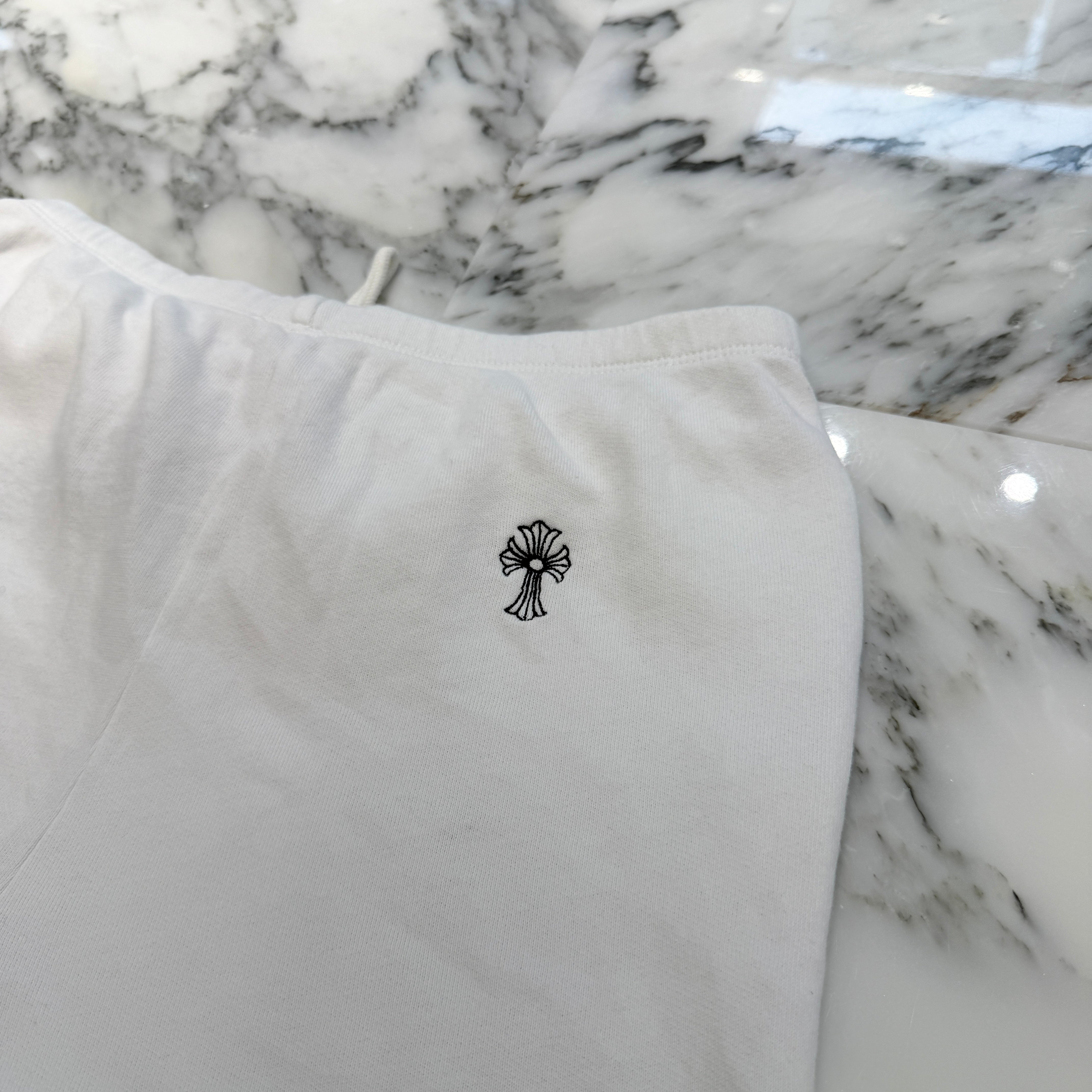 CHROME HEARTS Y NOT Vertical Logo Cross Embroidery Half Pants Size S クロムハ―ツ ワイノット ヴァーティカルロゴ クロス刺繡 ハーフパンツ サイズS