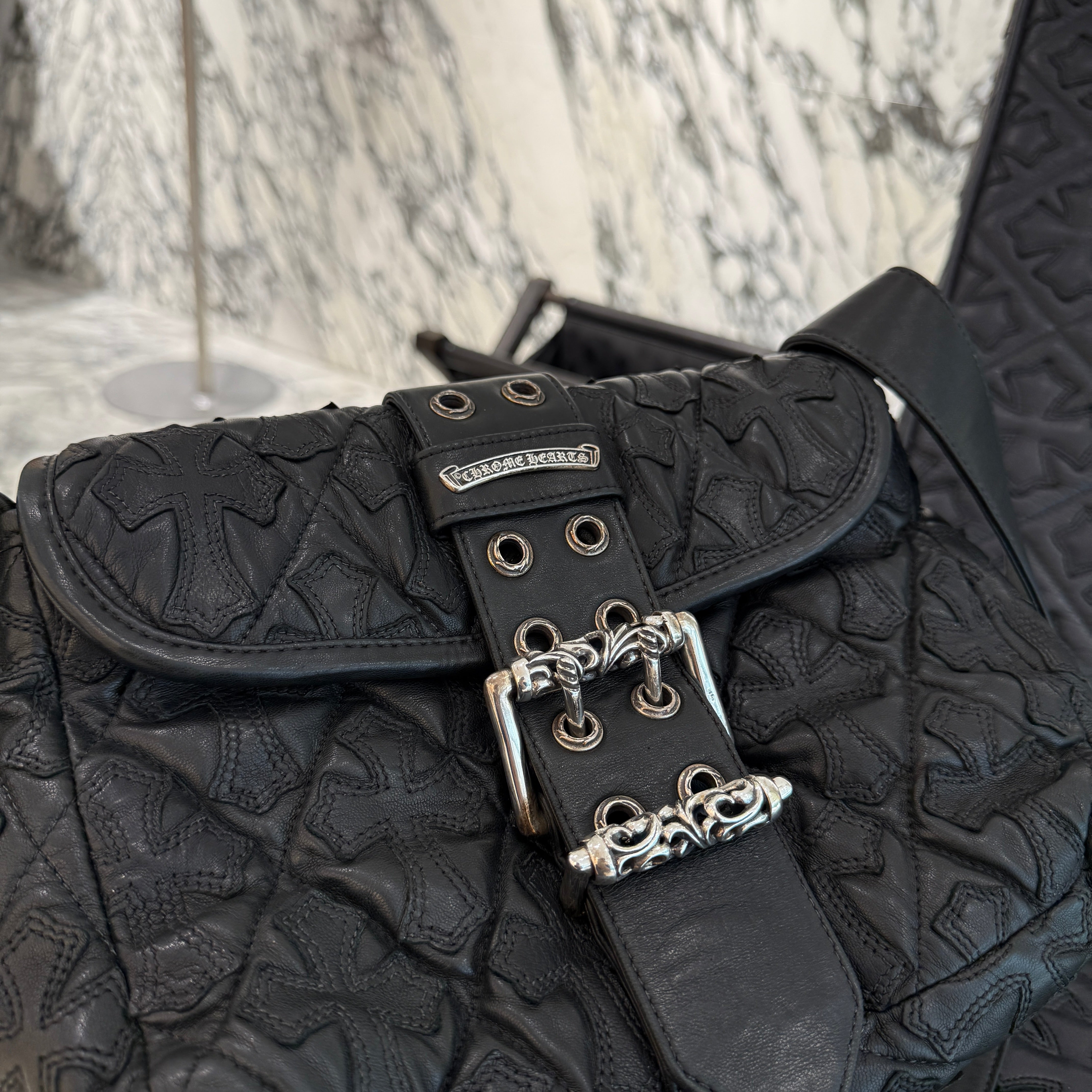 CHROME HEARTS Cemetery Cross Leather Patch G-BENDER Leather Shoulder Bag クロムハーツ セメタリークロス レザーパッチ G-BENDER レザーショルダーバッグ