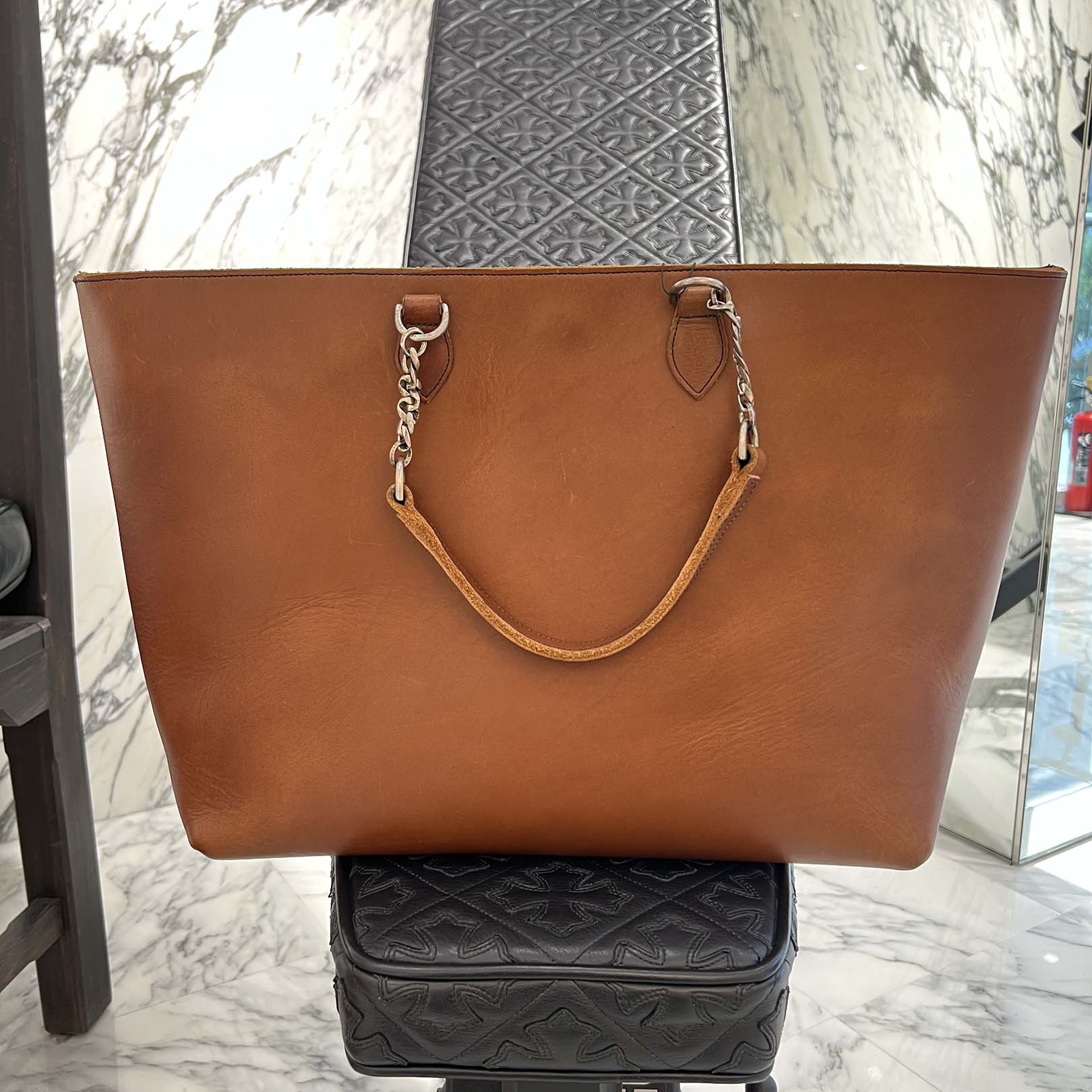 CHROME HEARTS Shandy Chain Handle Leather Tote Bag クロムハーツ シャンディチェーンハンドルレザートートバッグ