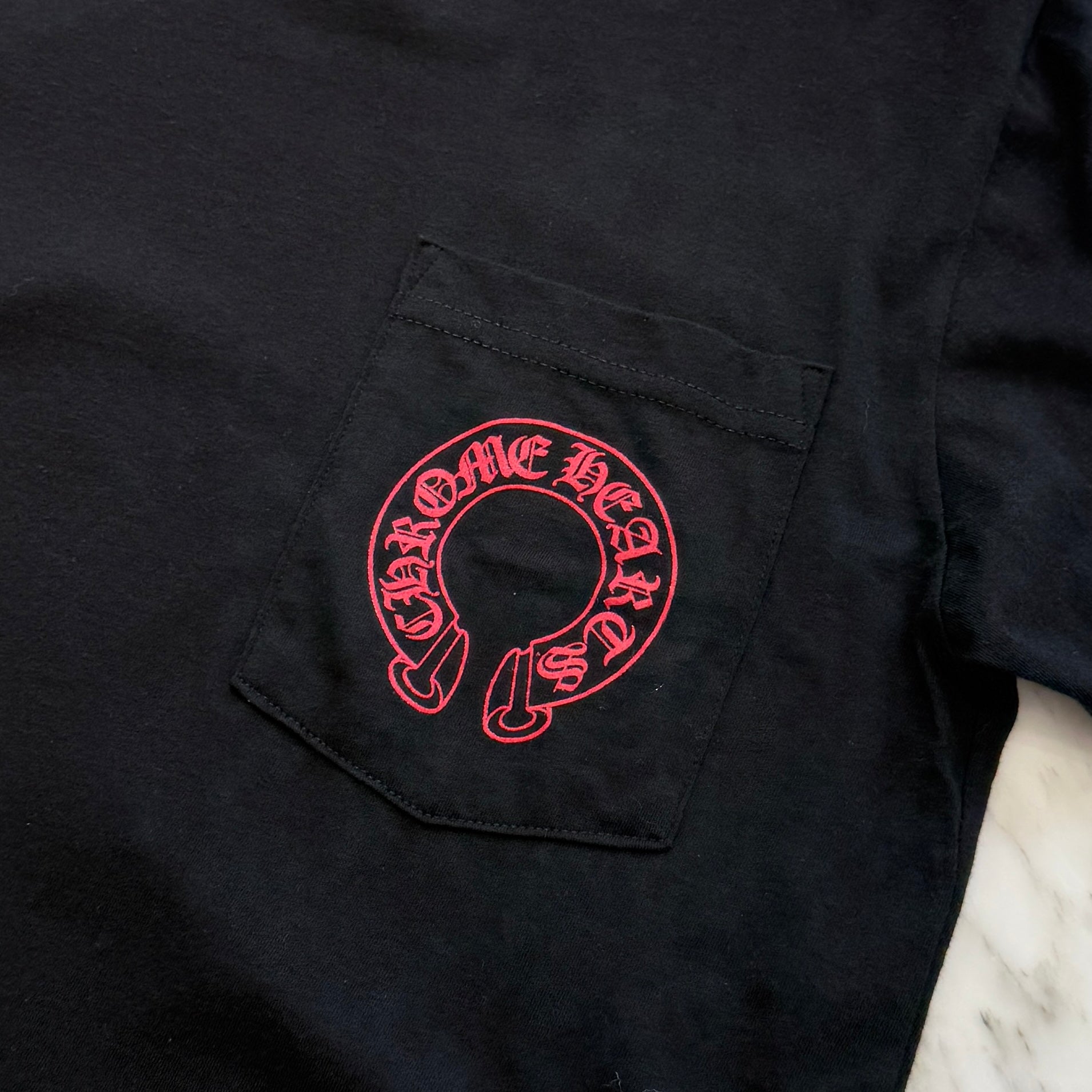 Chrome Hearts Tシャツ フローラルクロス 赤 ラベル クロムハーツ CHROME HEARTS MIAMI Limited Red Floral Cross Horseshoe Long Sleeve