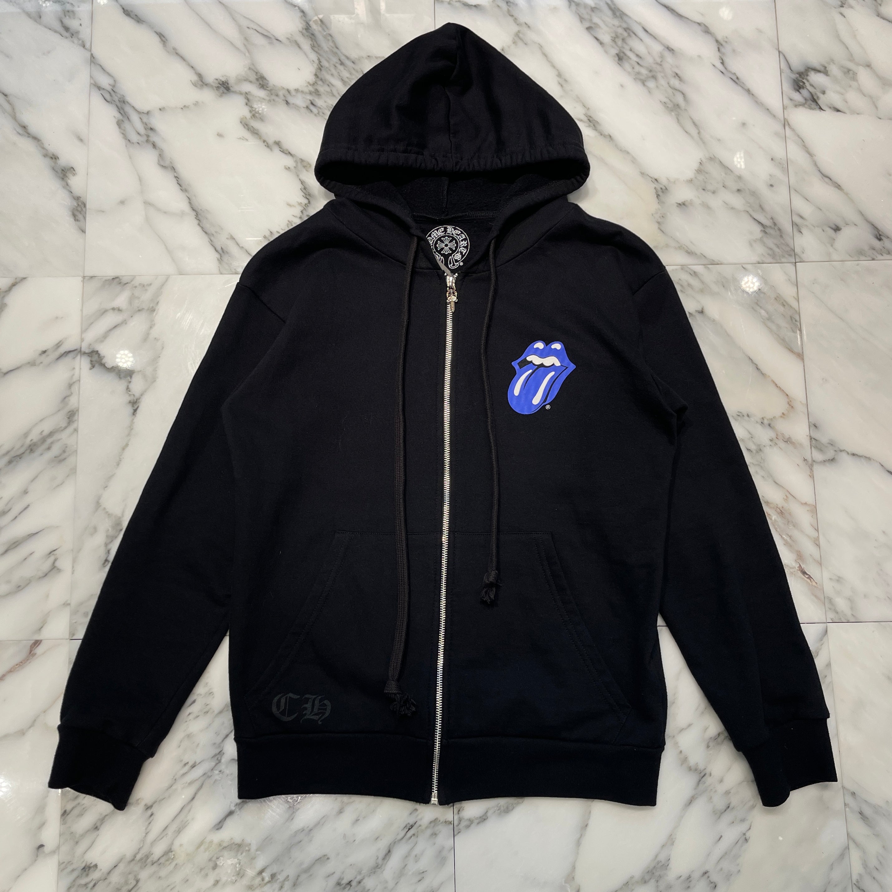 CHROME HEARTS × The Rolling Stones Lip & Tongue Horseshoe Zip Up Hoodie Size M クロムハ―ツ × ローリングストーンズ リップアンドタン ホースシュー ジップアップフーディー サイズM