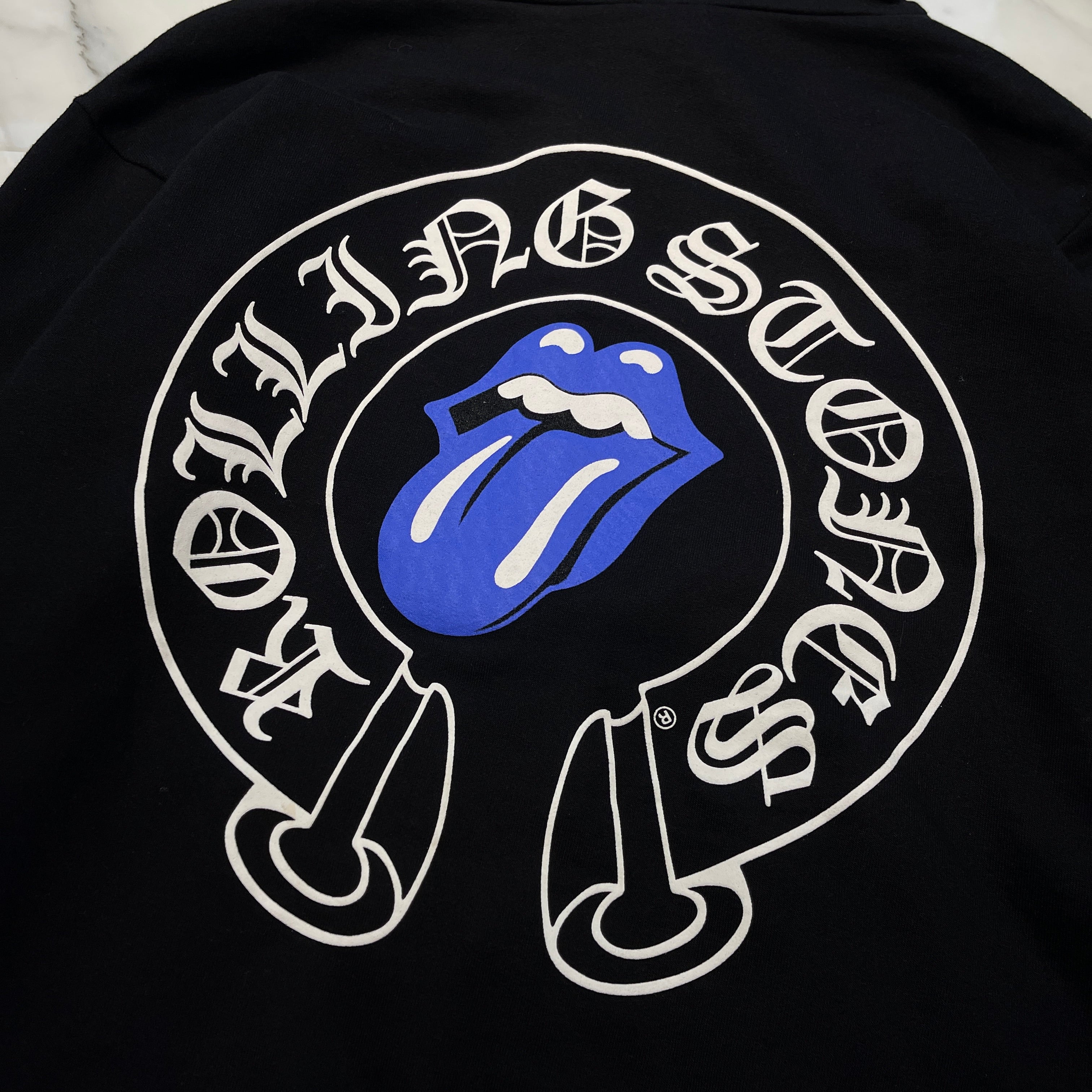 CHROME HEARTS × The Rolling Stones Lip & Tongue Horseshoe Zip Up Hoodie Size M クロムハ―ツ × ローリングストーンズ リップアンドタン ホースシュー ジップアップフーディー サイズM