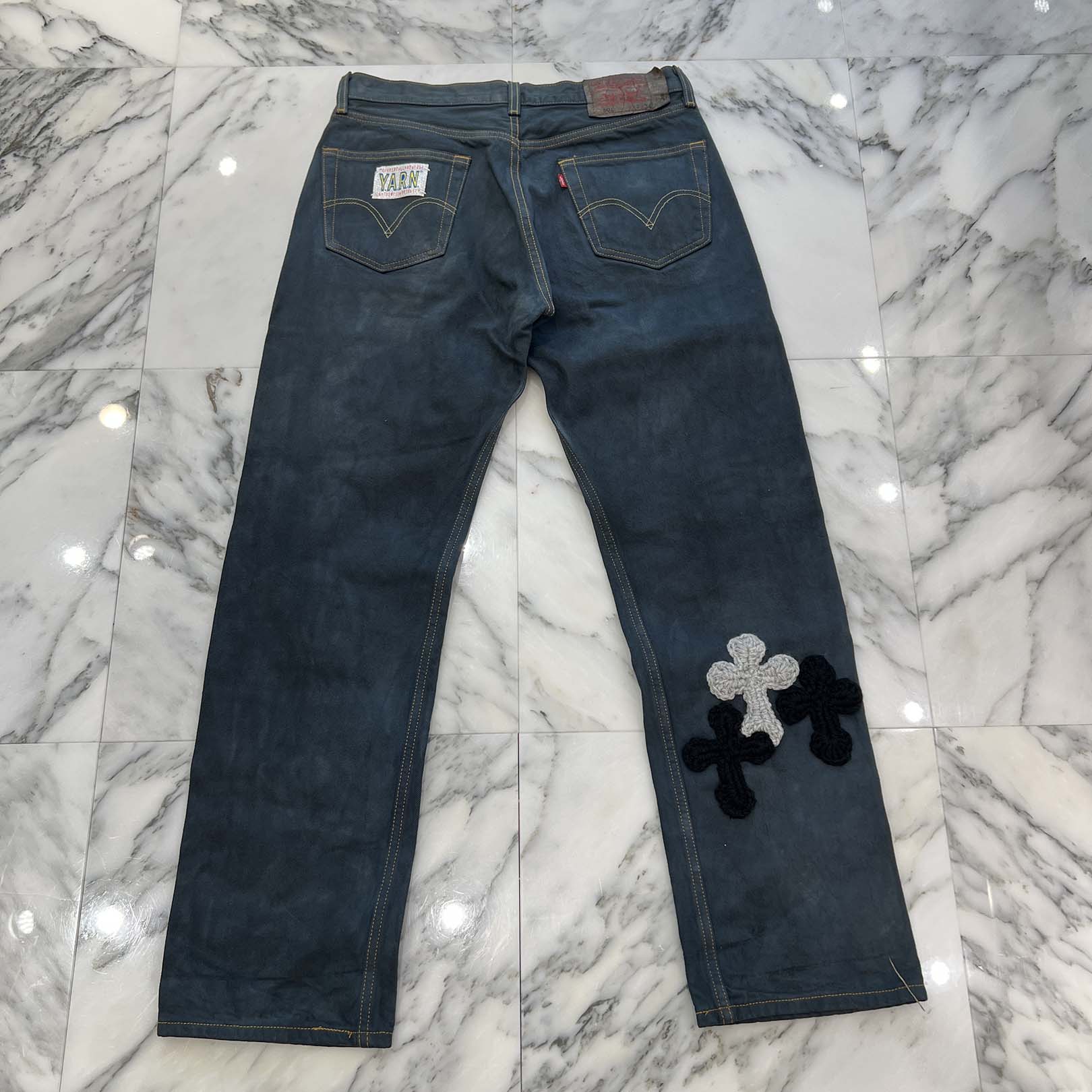 Y.A.R.N × Levi's 501 Body Knit Cross Denim Pants Size W34×L34 ヤーン×リーバイス 501 ボディ ニットクロス デニムパンツ サイズW34×L34