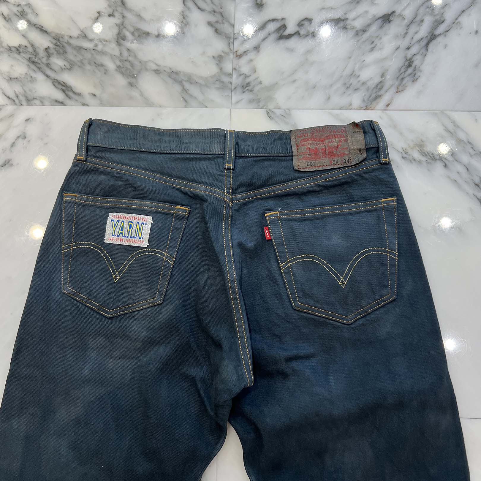 Y.A.R.N × Levi's 501 Body Knit Cross Denim Pants Size W34×L34 ヤーン×リーバイス 501 ボディ ニットクロス デニムパンツ サイズW34×L34