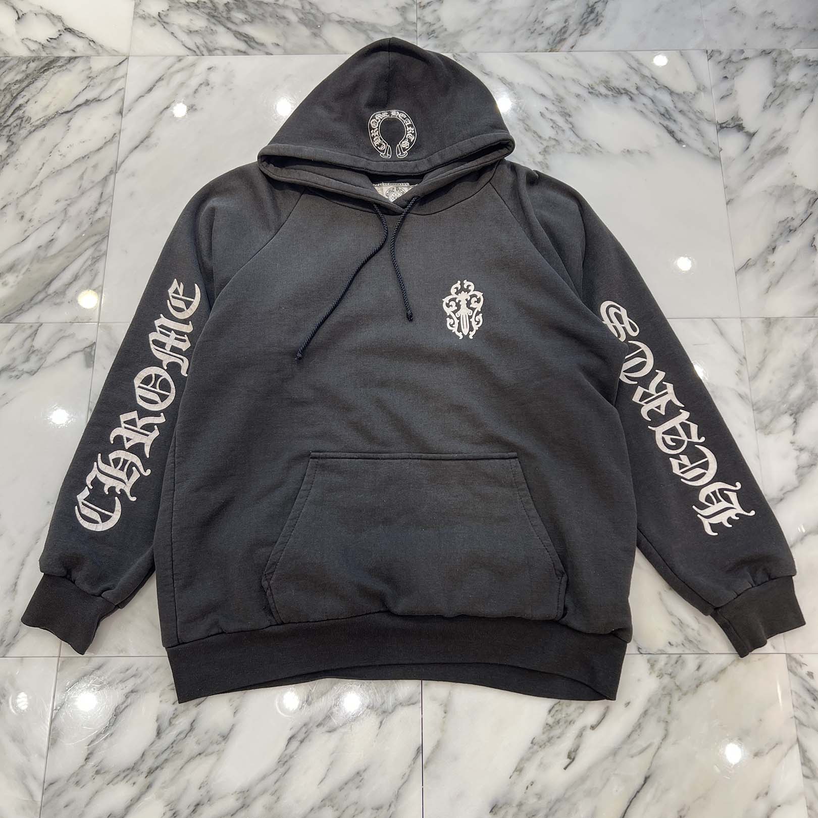 CHROME HEARTS Vine Dagger Logo Print Thermal Hoodie クロムハーツ ヴァインダガー ロゴプリント サーマルフーディー