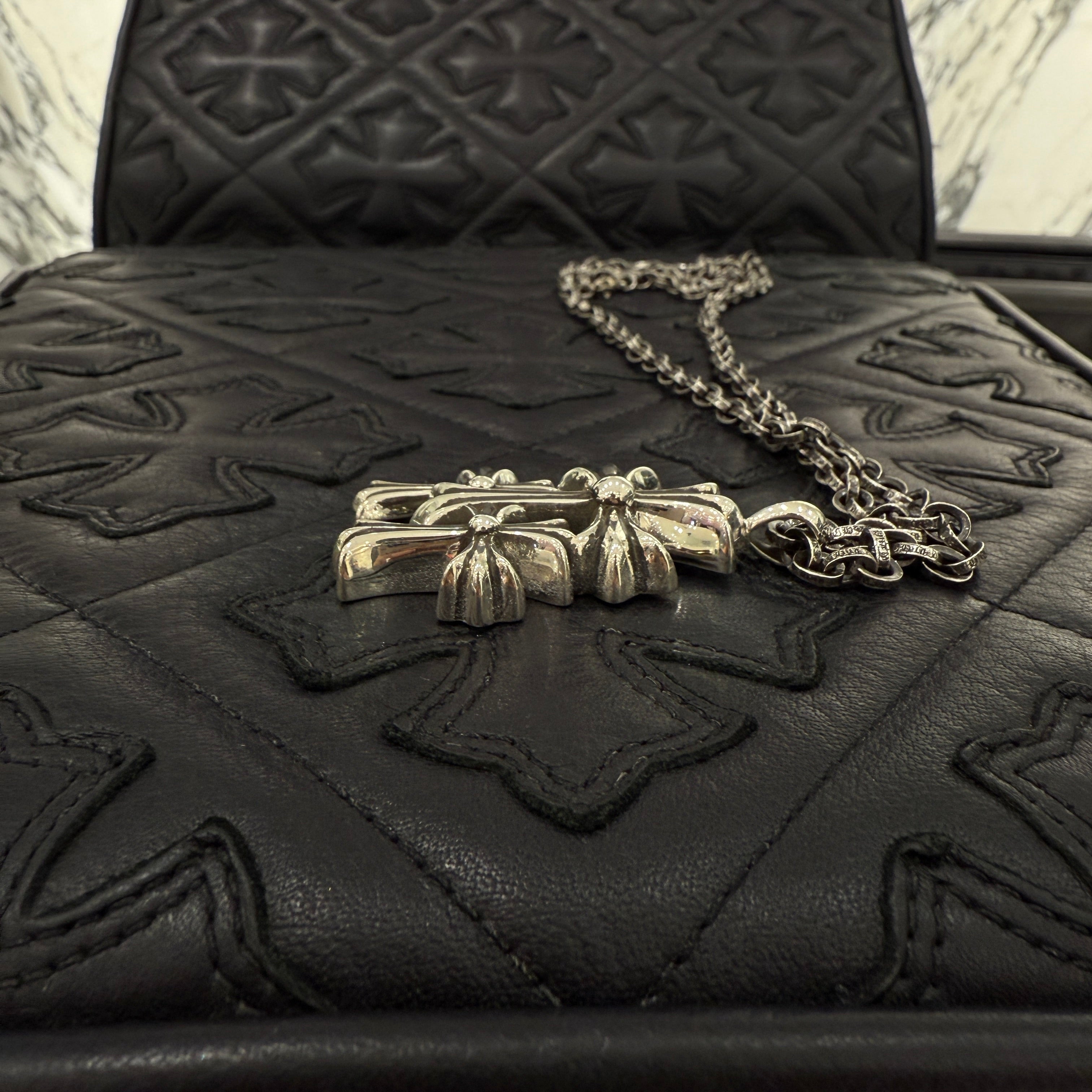 CHROME HEARTS Triple Cross Necklace Pendant Top & Paper Chain 30 Inch クロムハーツ トリプルクロス ネックレス ペンダントトップ&ペーパーチェーン 30インチ