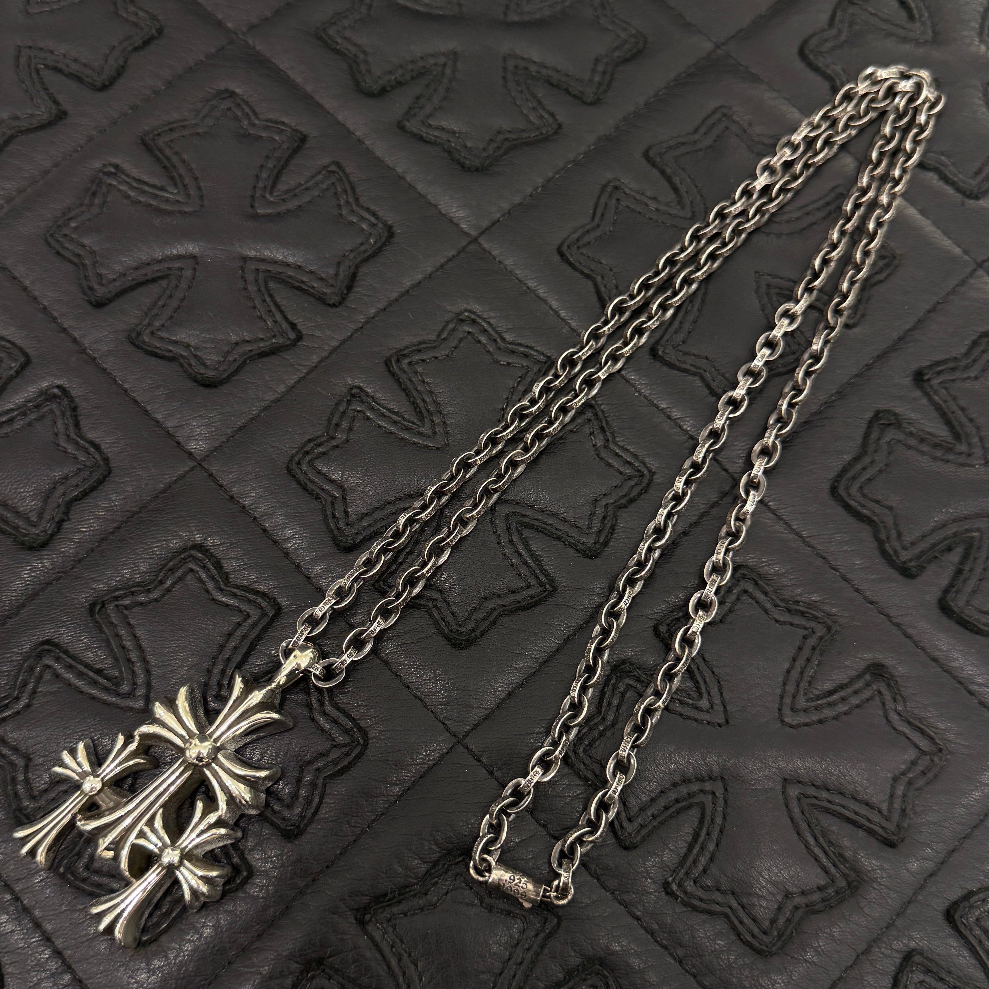 CHROME HEARTS Triple Cross Necklace Pendant Top & Paper Chain 30 Inch クロムハーツ トリプルクロス ネックレス ペンダントトップ&ペーパーチェーン 30インチ