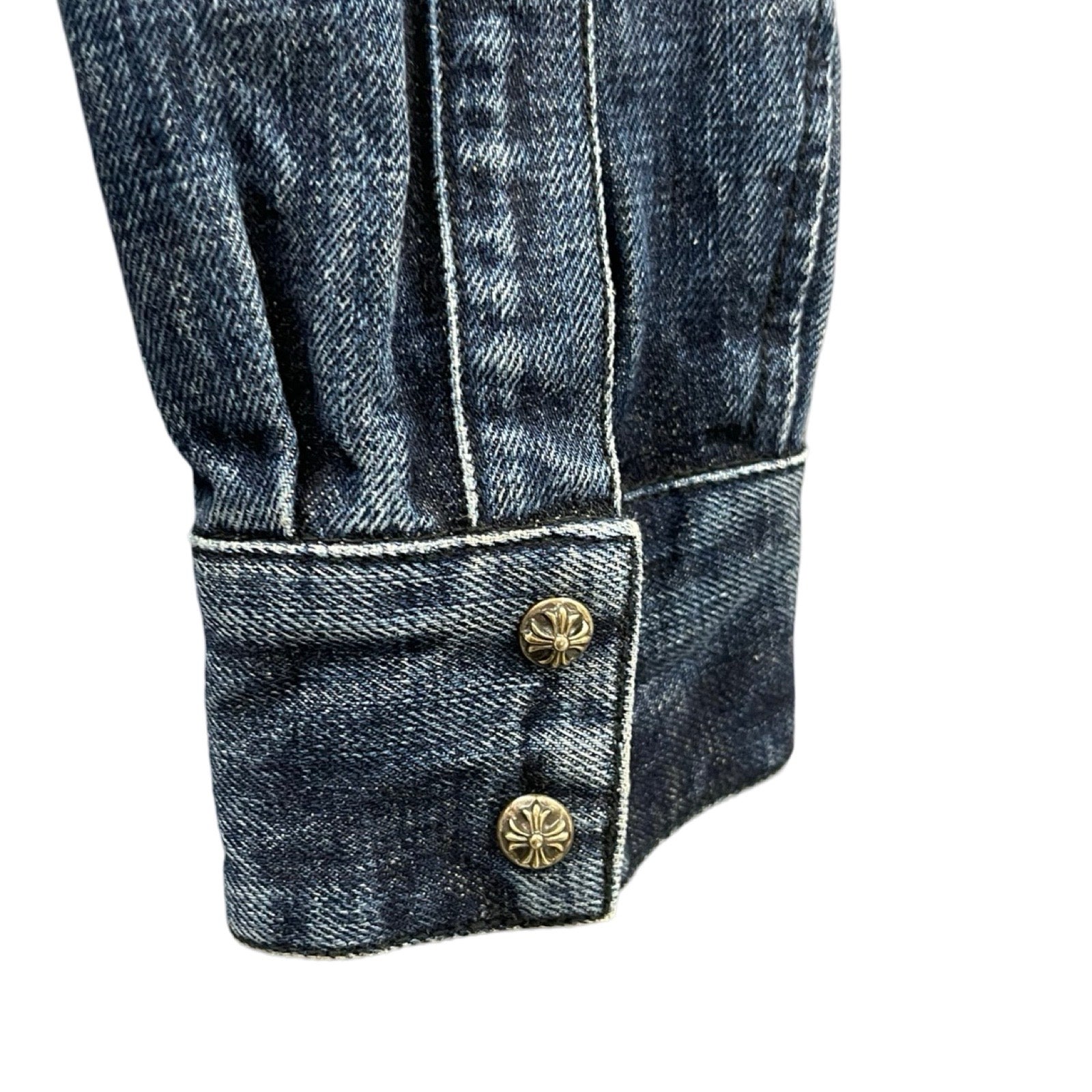 CHROME HEARTS Loose Ends Denim Cross Patch Shirt Size M