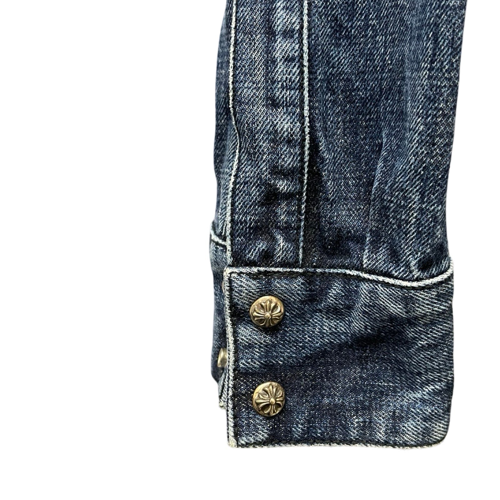 CHROME HEARTS Loose Ends Denim Cross Patch Shirt Size M