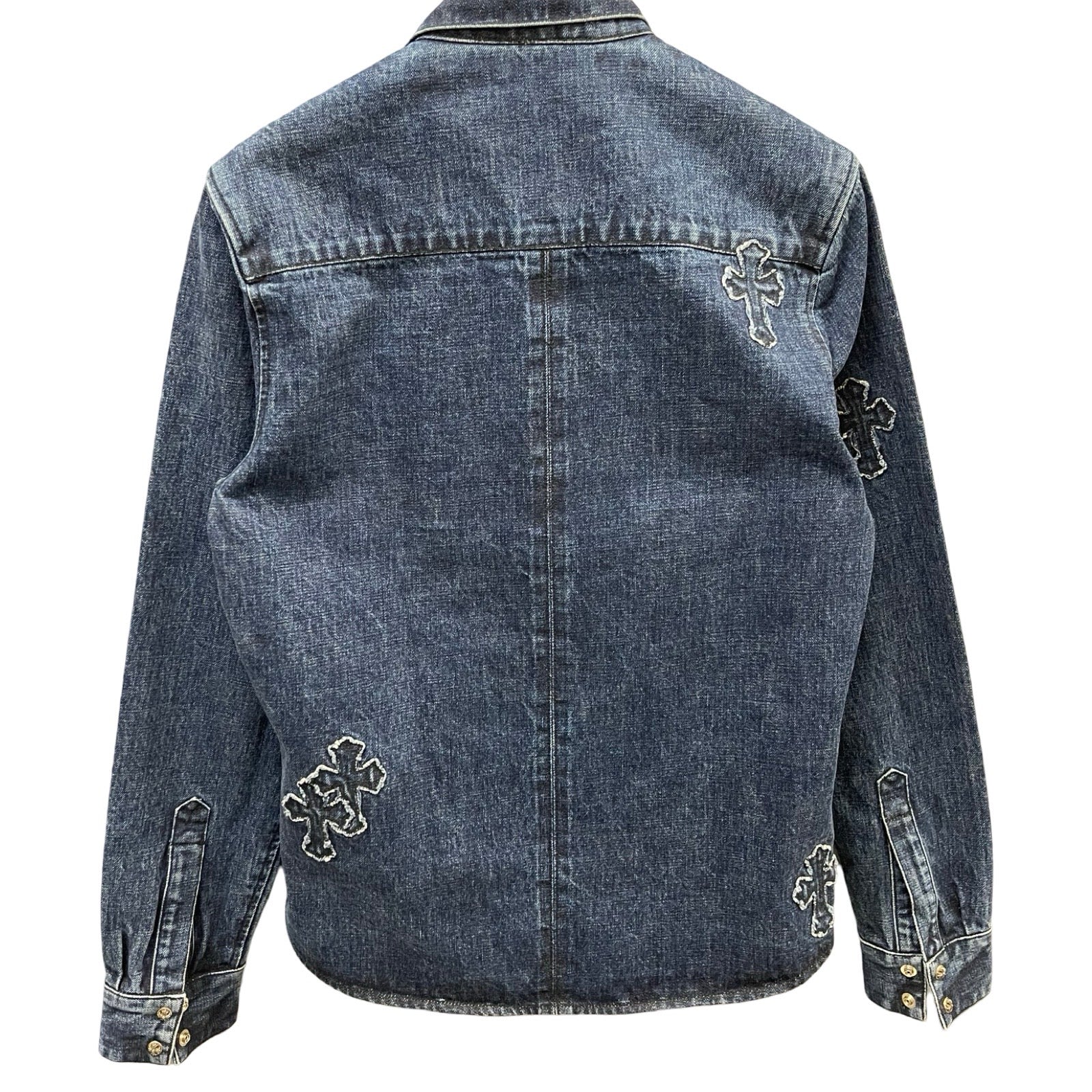 CHROME HEARTS Loose Ends Denim Cross Patch Shirt Size M