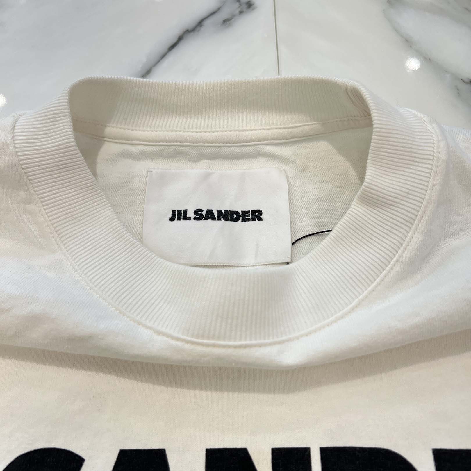 JIL SANDER 2023SS Bottle Neck Logo Print Oversized Tee JSPS707050 WS248708 Size S ジルサンダー ボトルネックロゴプリントオーバーサイズTシャツ サイズS
