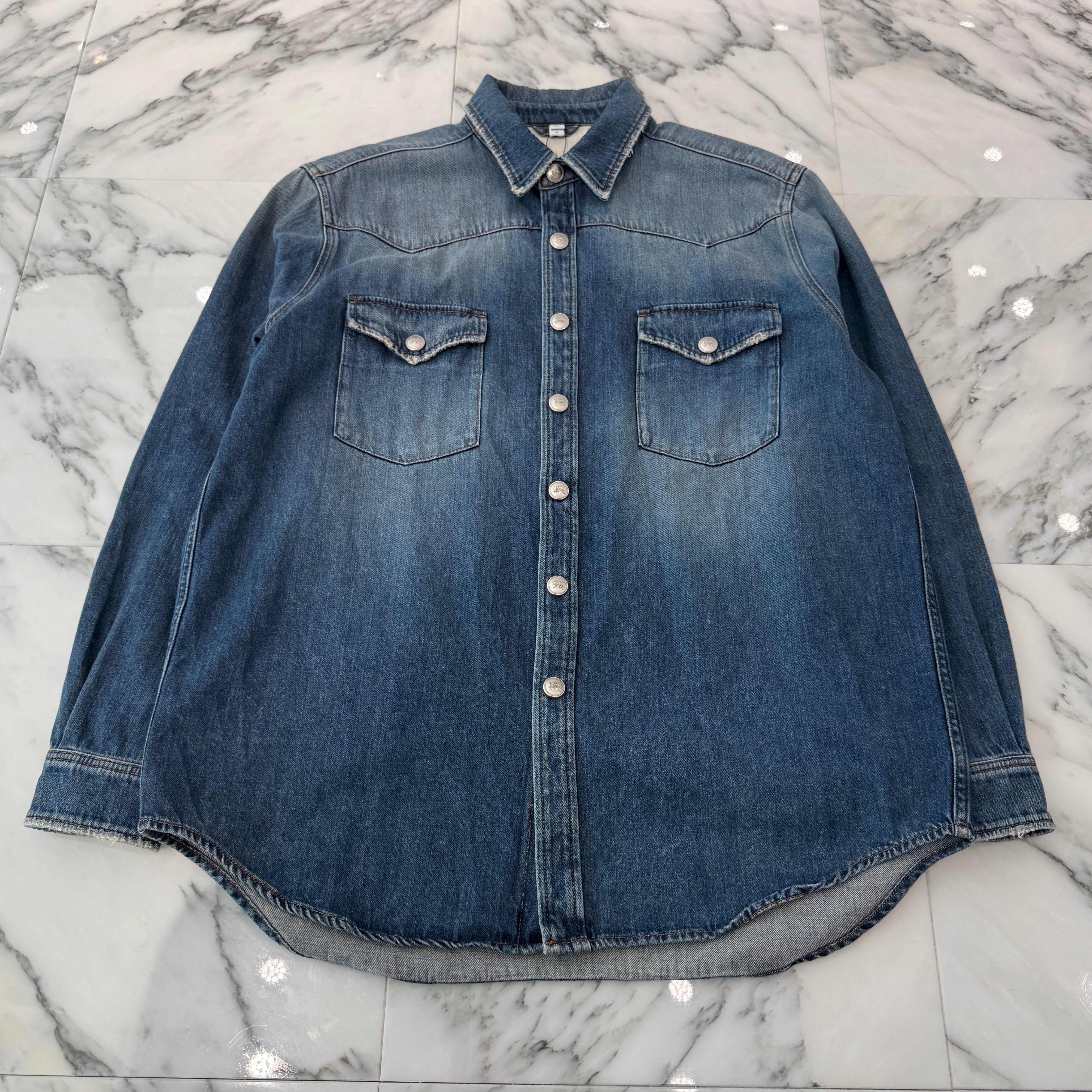 BURBERRY 2023AW Denim Shirt 8071542 B6282 Size L バーバリー デニムシャツ サイズL