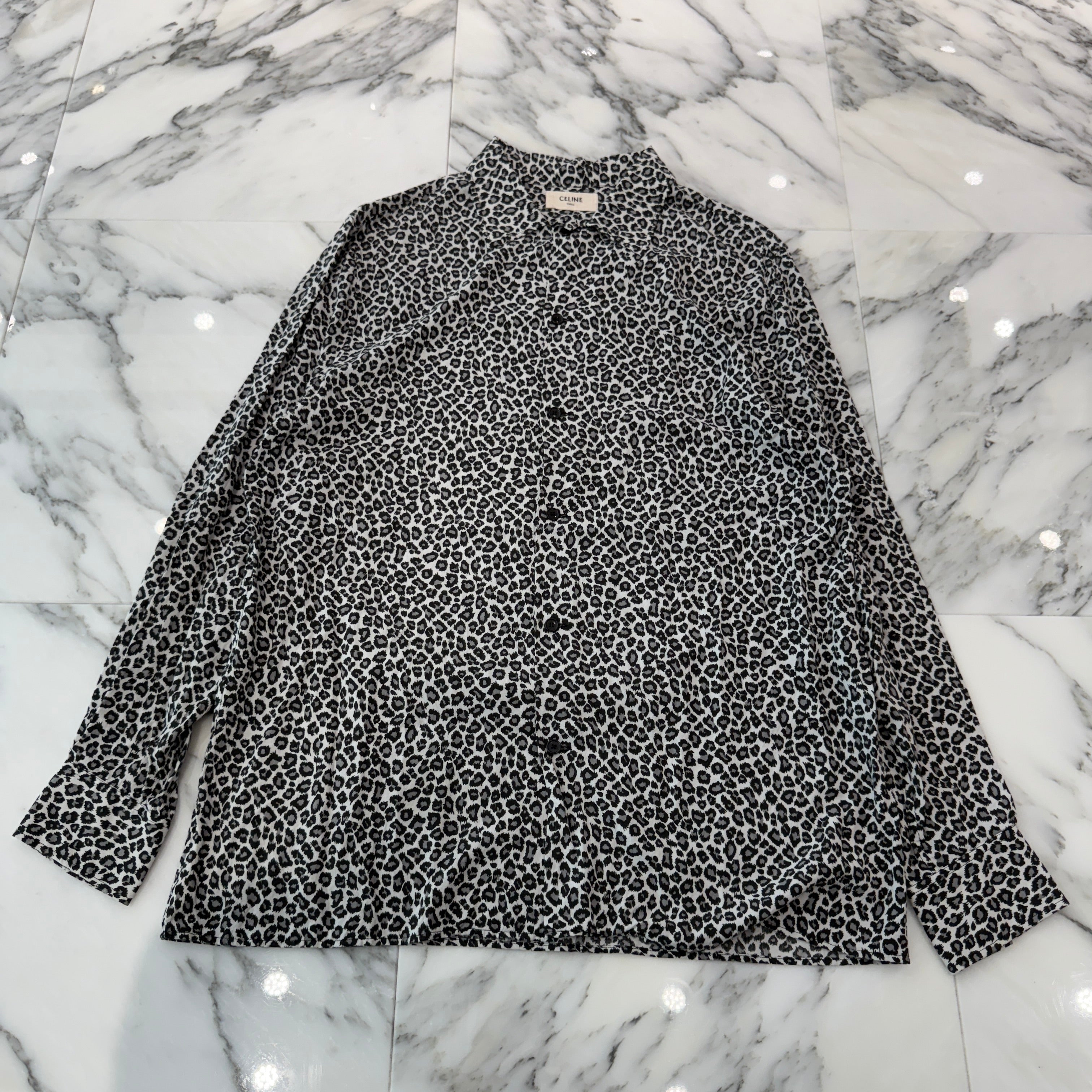 CELINE 2020SS Leopard Hawaiian Loose Shirt 2C268900H Size 40 セリーヌ レオパード ハワイアン ルーズシャツ サイズ40