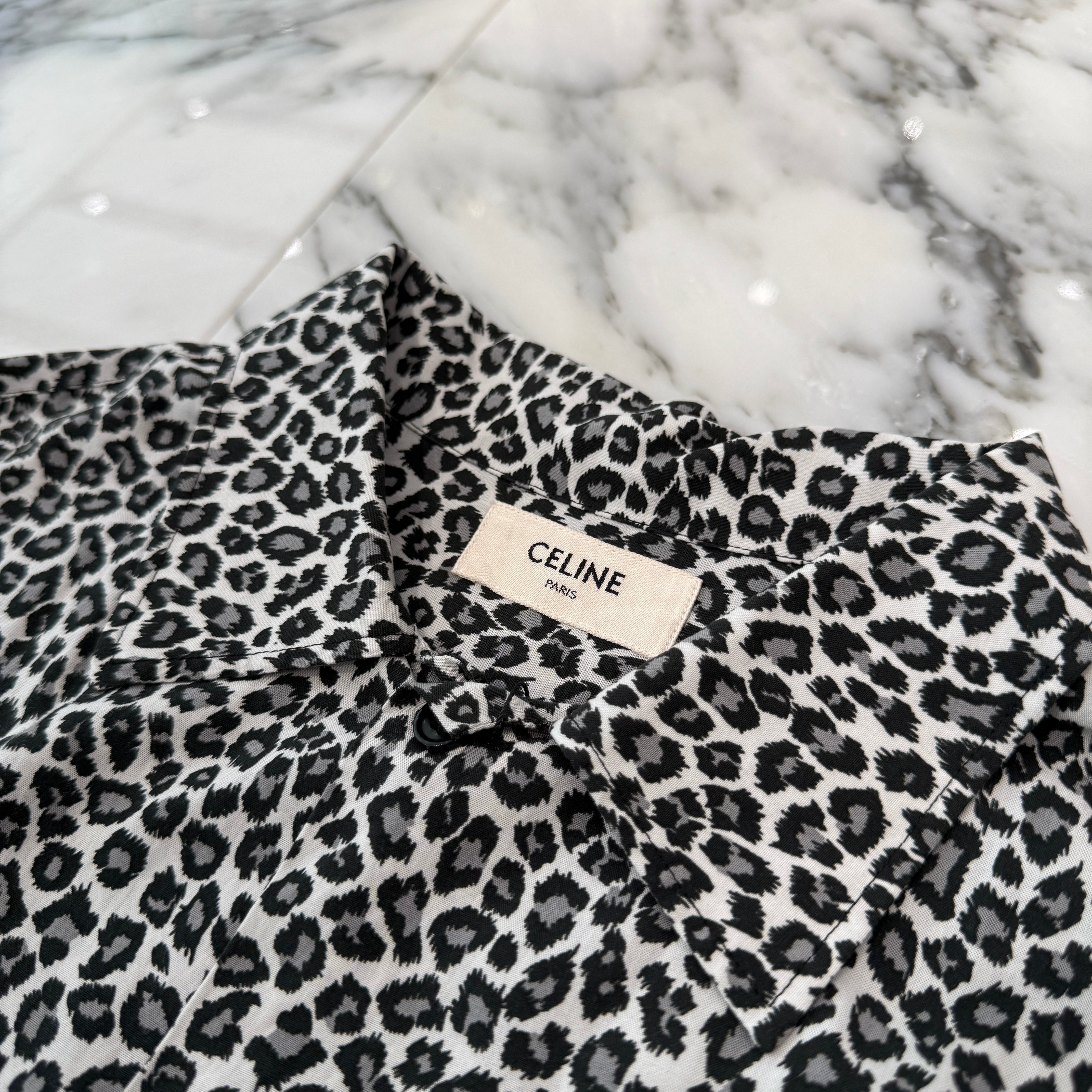 CELINE 2020SS Leopard Hawaiian Loose Shirt 2C268900H Size 40