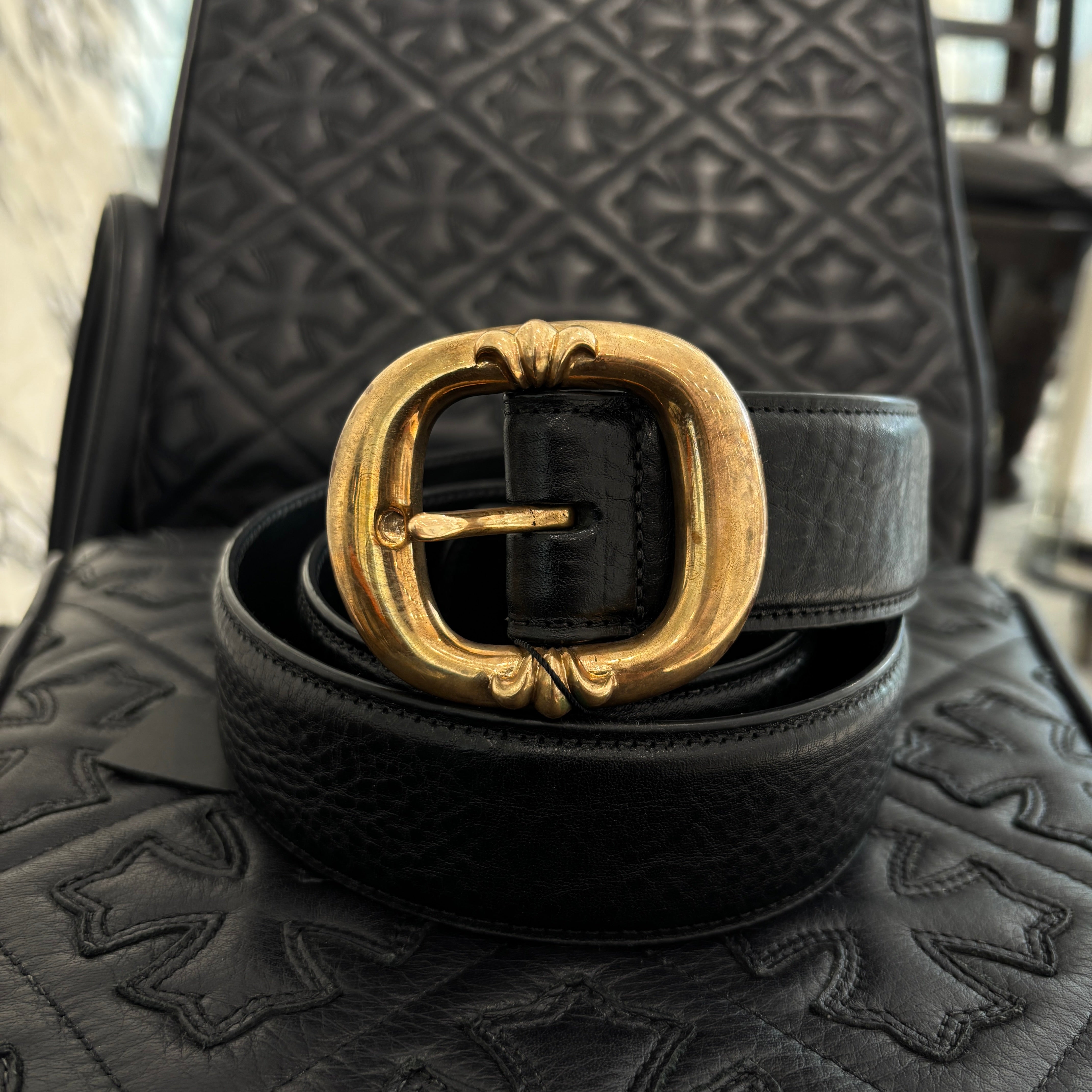 CHROME HEARTS Bronze Gunslinger Leather Belt Size 34 クロムハーツ ブロンズ ガンスリンガー レザーベルト サイズ34