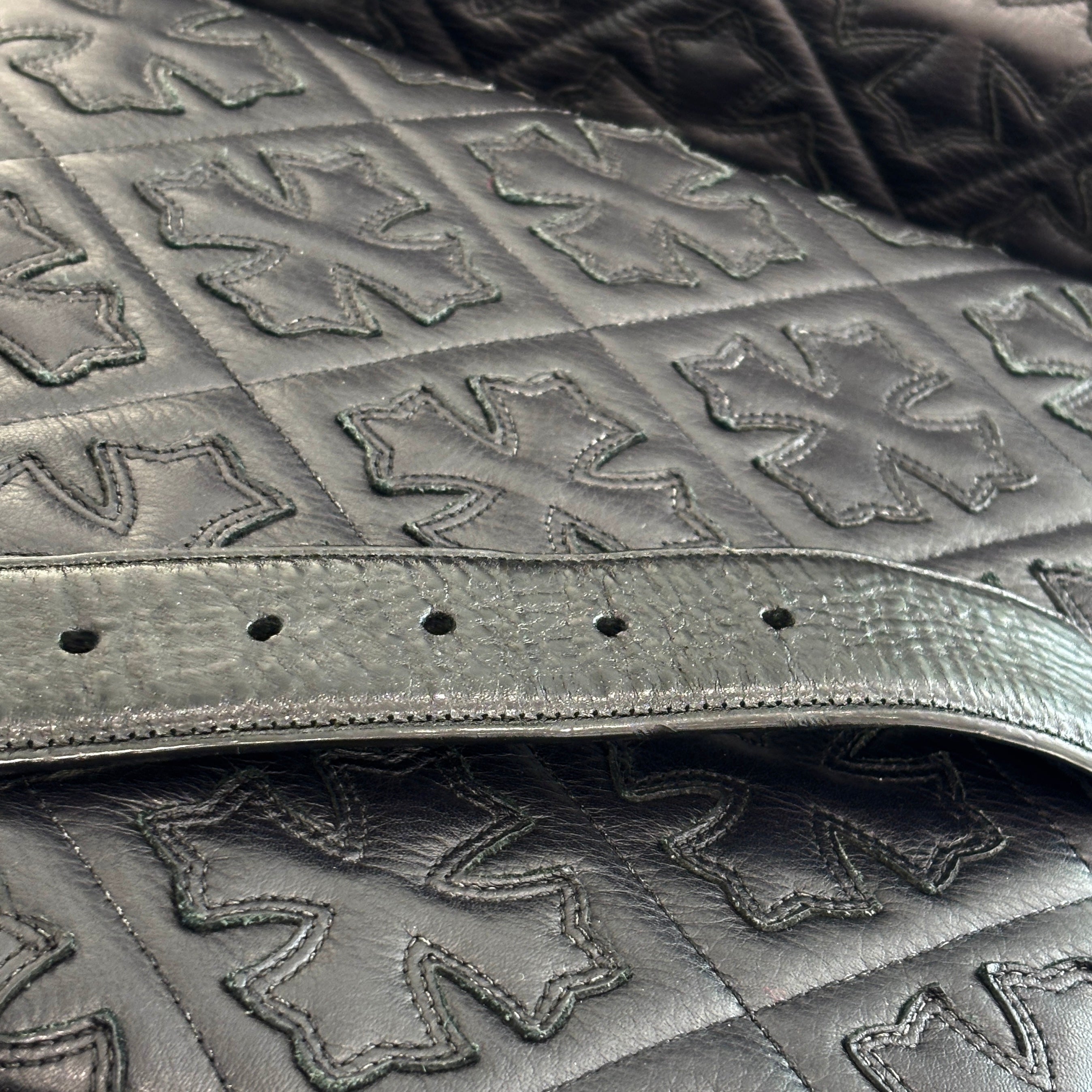 CHROME HEARTS Bronze Gunslinger Leather Belt Size 34 クロムハーツ
