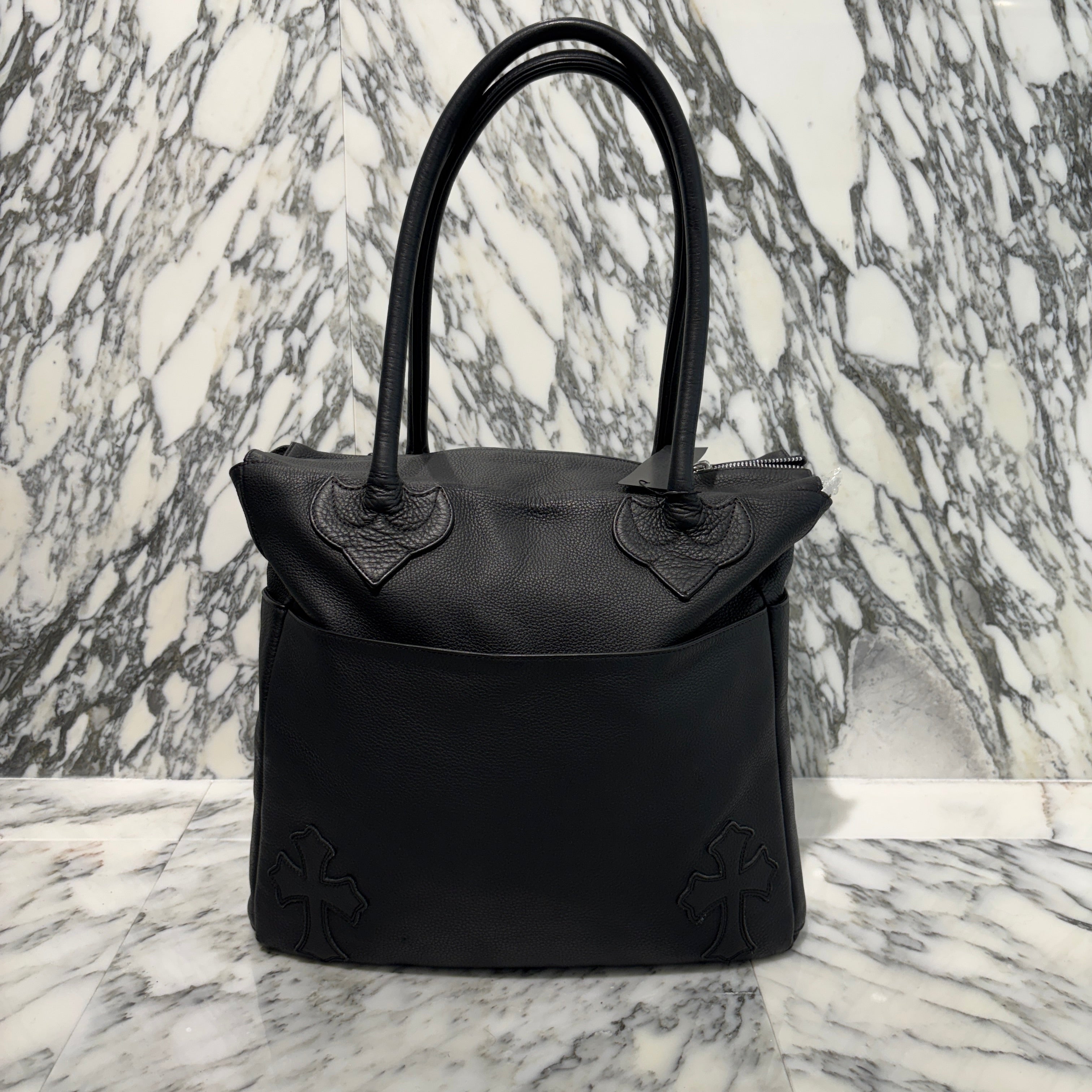 CHROME HEARTS BS Flare 4 Pocket Cross Leather Patch Tote Bag クロムハ―ツ BSフレア 4ポケット クロスレザーパッチ トートバッグ