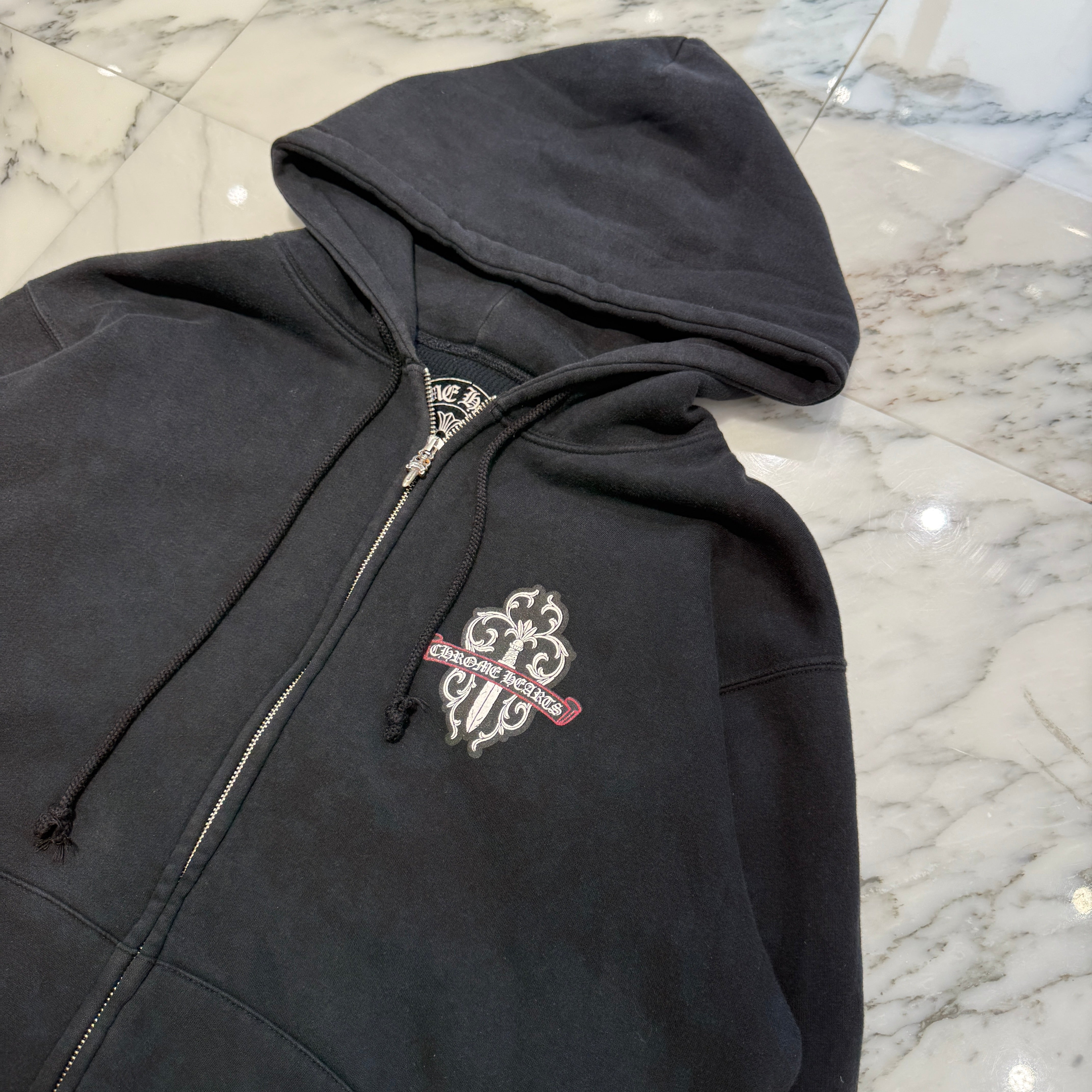 CHROME HEARTS Camo Back Dagger Scroll Logo Label Zip Up Hoodie XL クロムハーツ カモフラージュ バックダガー スクロールロゴラベル ジップアップ フーディ サイズXL