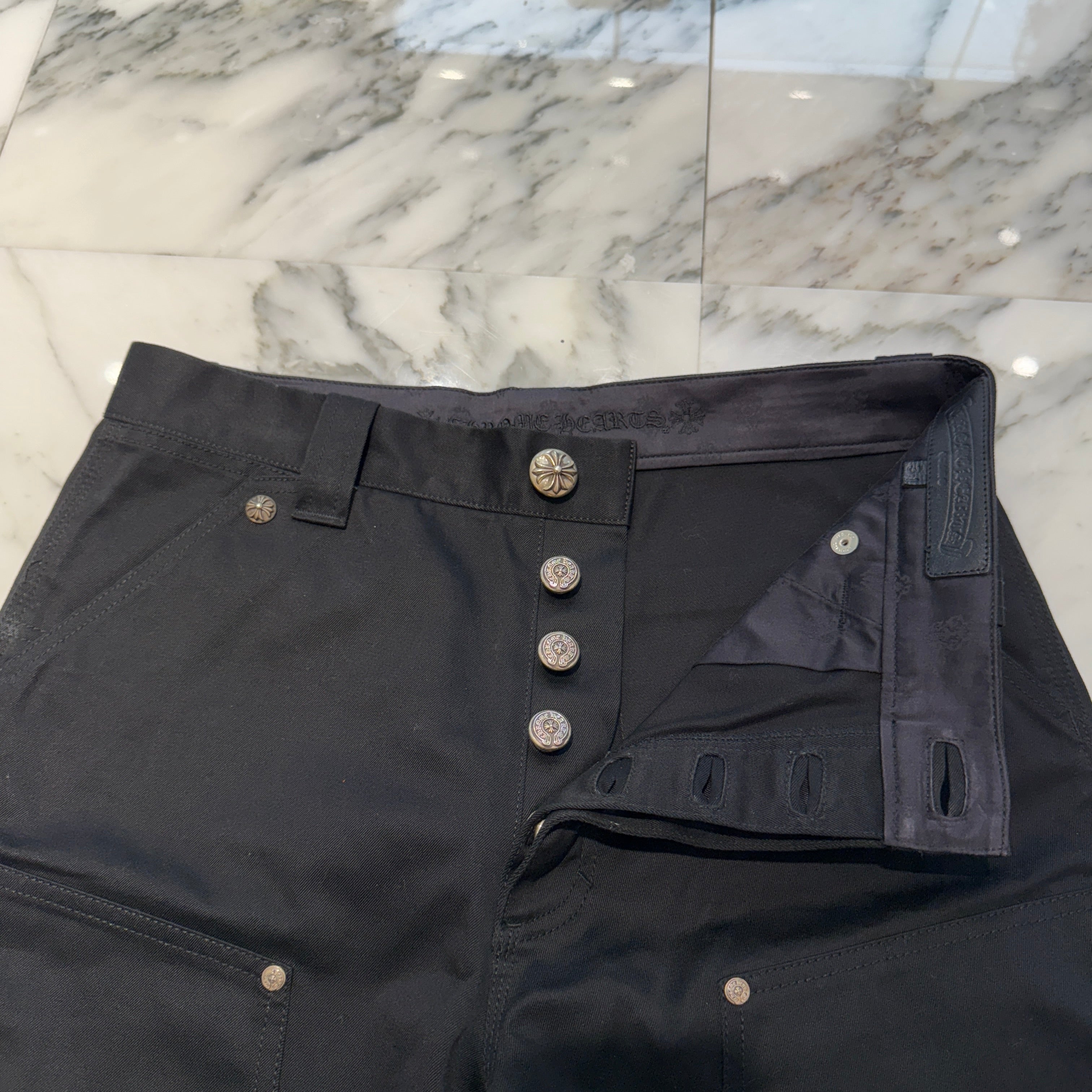 CHROME HEARTS Carpenter Cross Ball Button Denim Shorts Size 31 クロムハーツ カーペンター クロスボールボタン デニムショーツ サイズ31