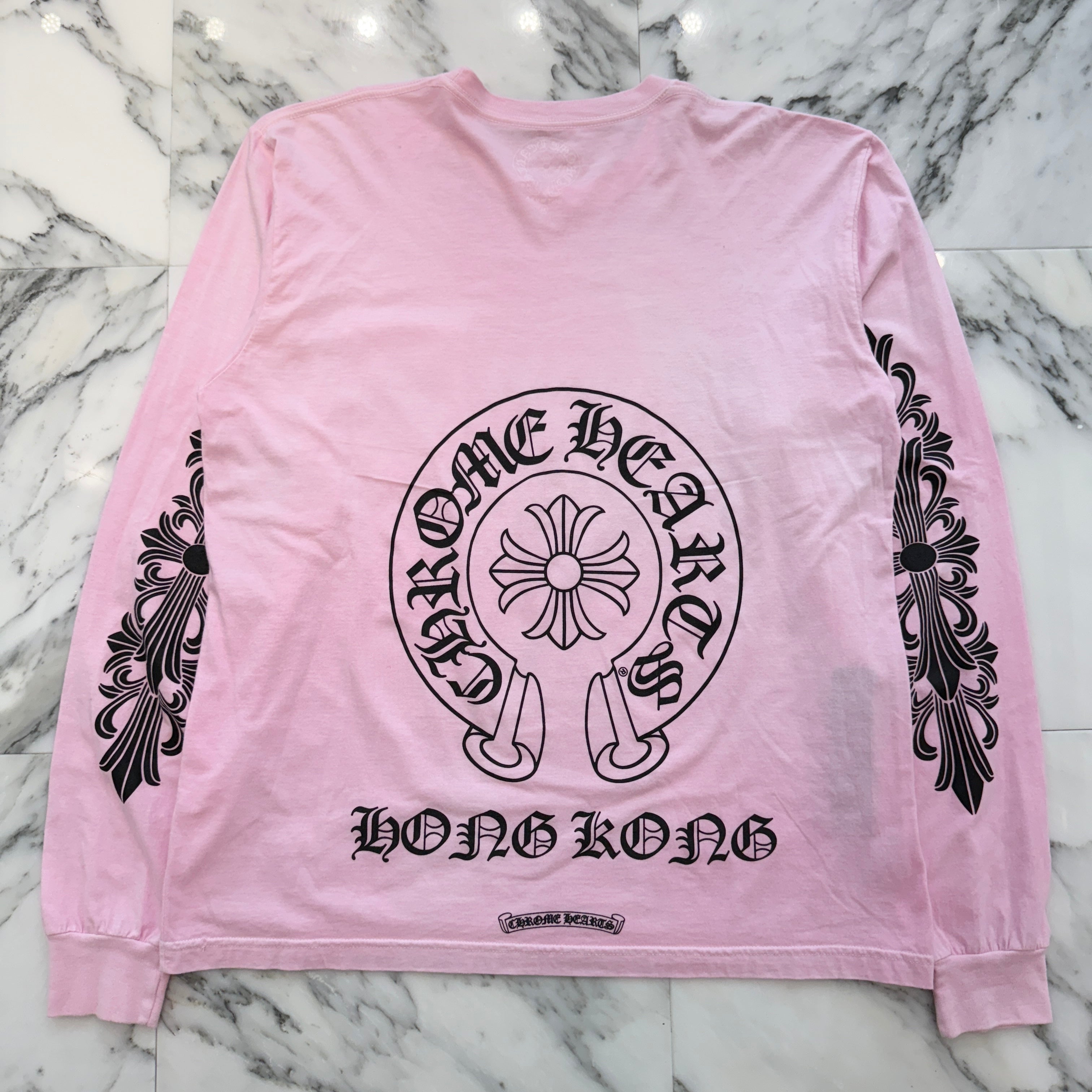 CHROME HEARTS Hong Kong Limited Floral Cross Horseshoe Long Sleeve Tee Size XL クロムハーツ 香港限定 フローラルクロス ホースシュー ロングスリーブTシャツ サイズXL